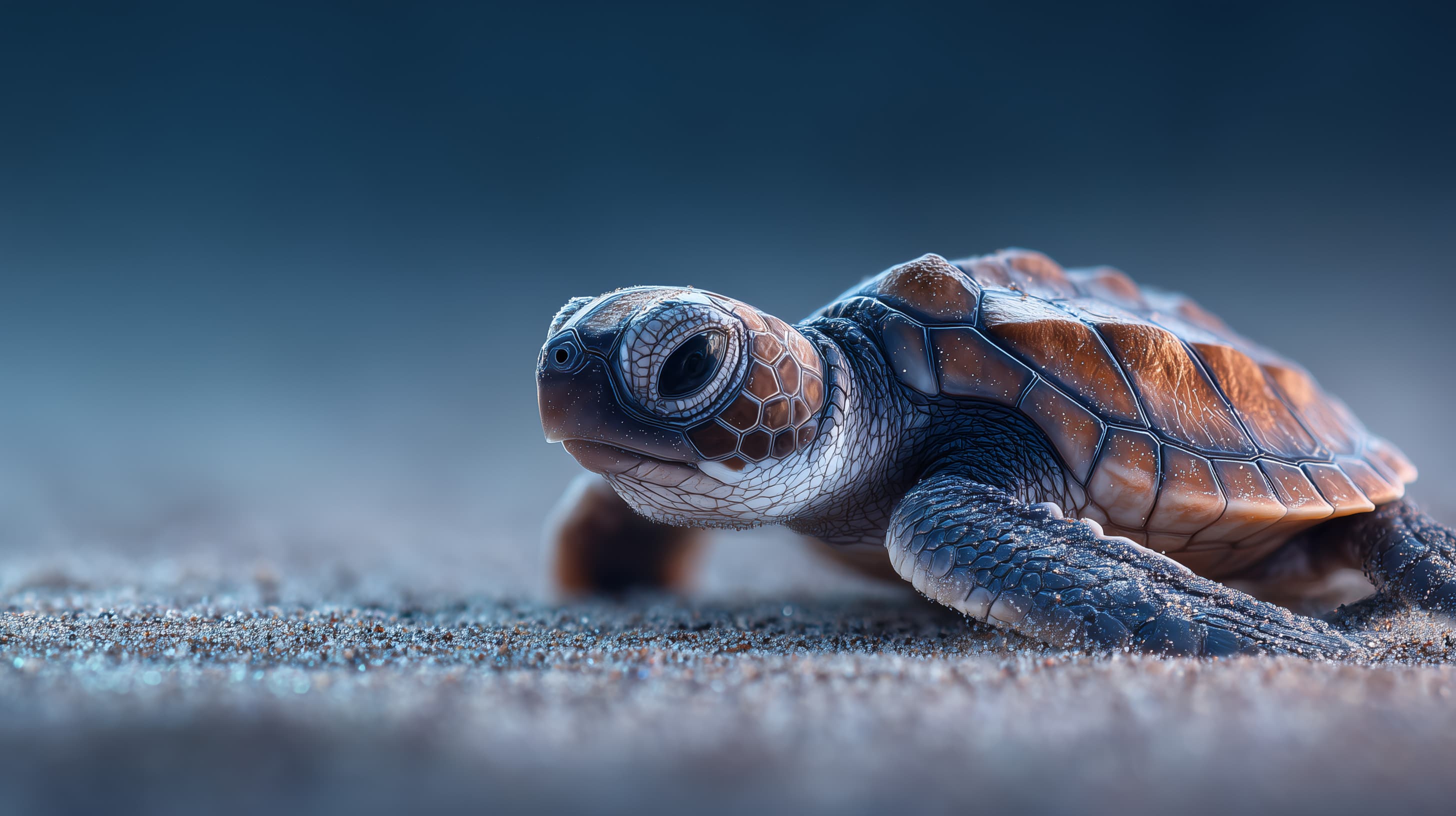 Tiny Sea Turtle Crawling to the Ocean - Ultra-Realistic Beach Wildlife