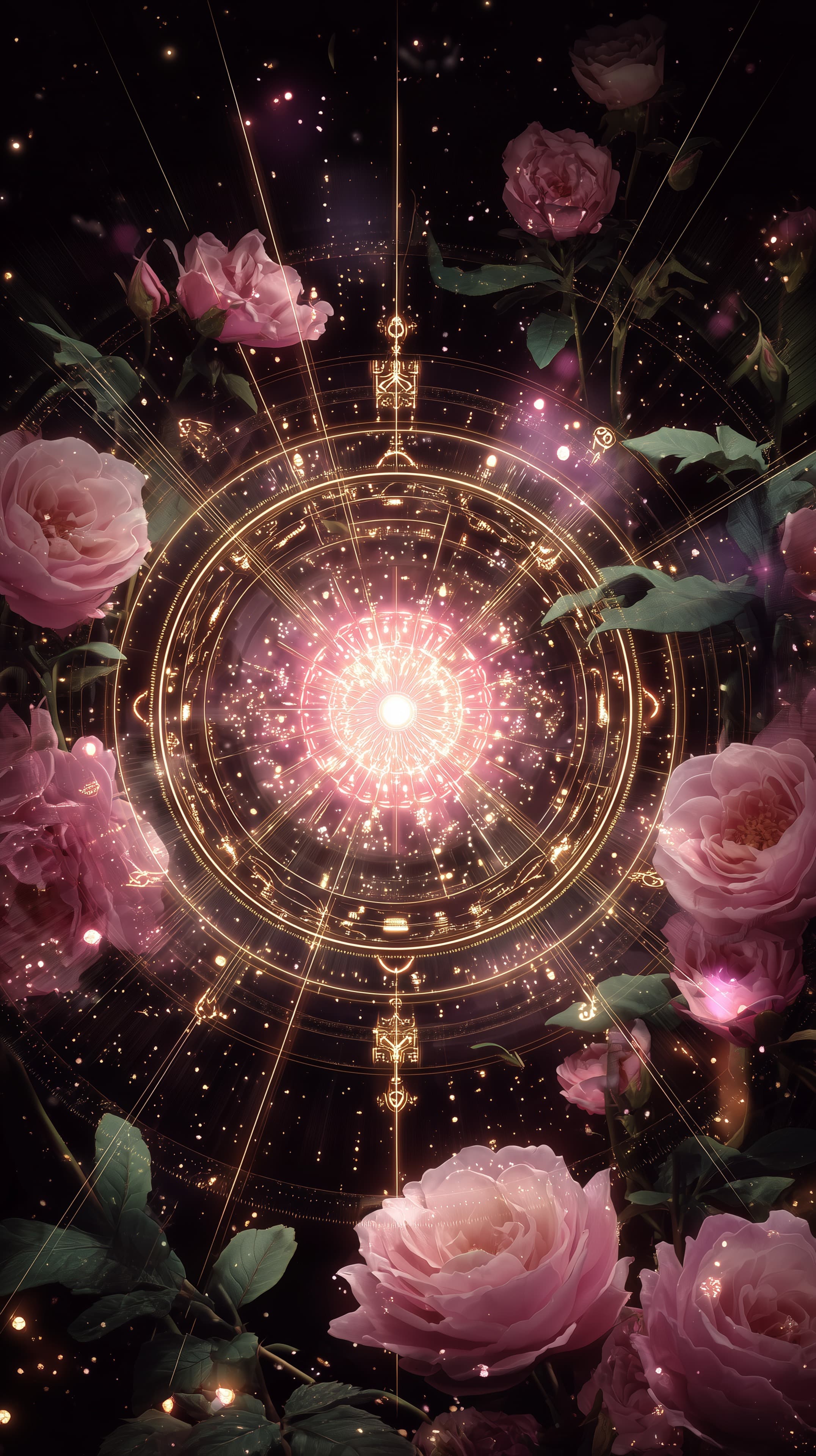 Enchanted Rose Portal: Cosmic Circle of Light Wallpaper - High Resolution cosmic-circles Wallpaper for Mobile and Desktop