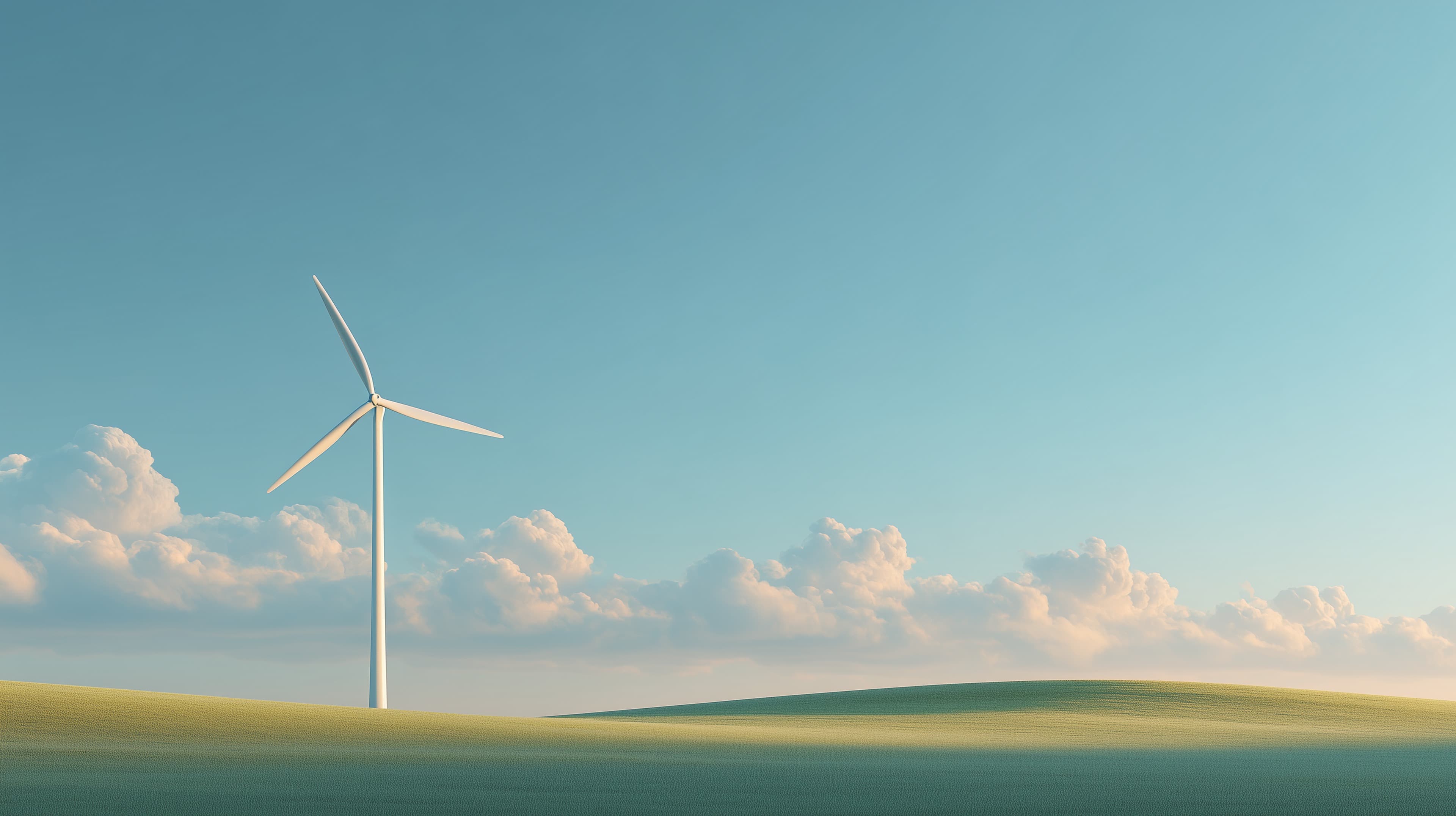 Tranquil Wind Turbine Landscape on a Golden Horizon - High Resolution blue-sky Wallpaper for Mobile and Desktop