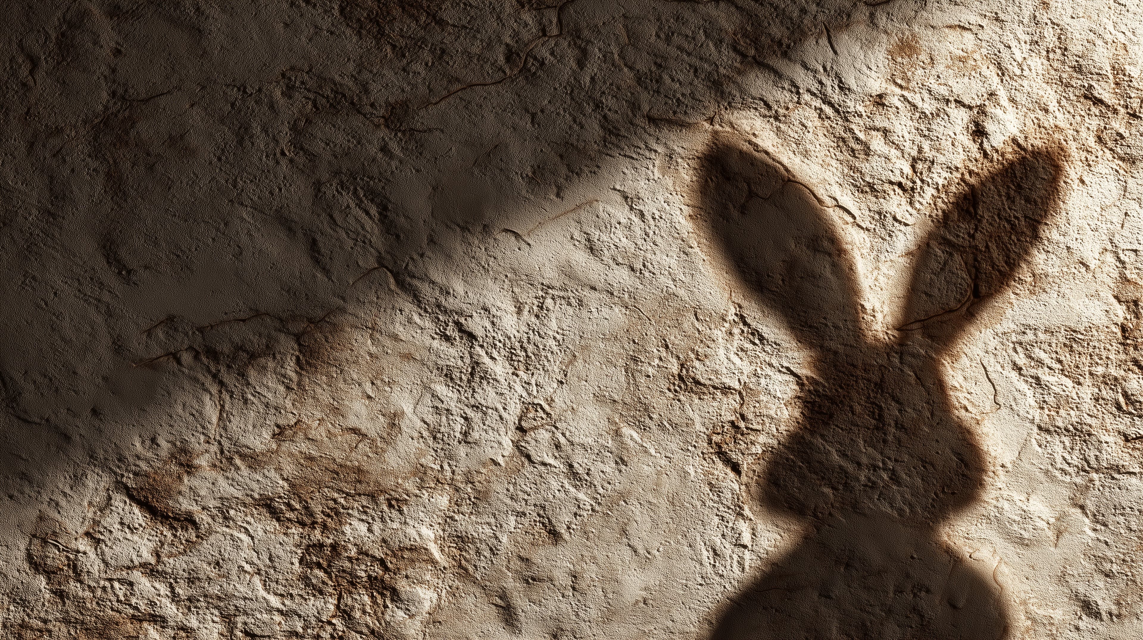 Whimsical Shadow Bunny on Rustic Stone Texture Wallpaper - High Resolution bunny Wallpaper for Mobile and Desktop