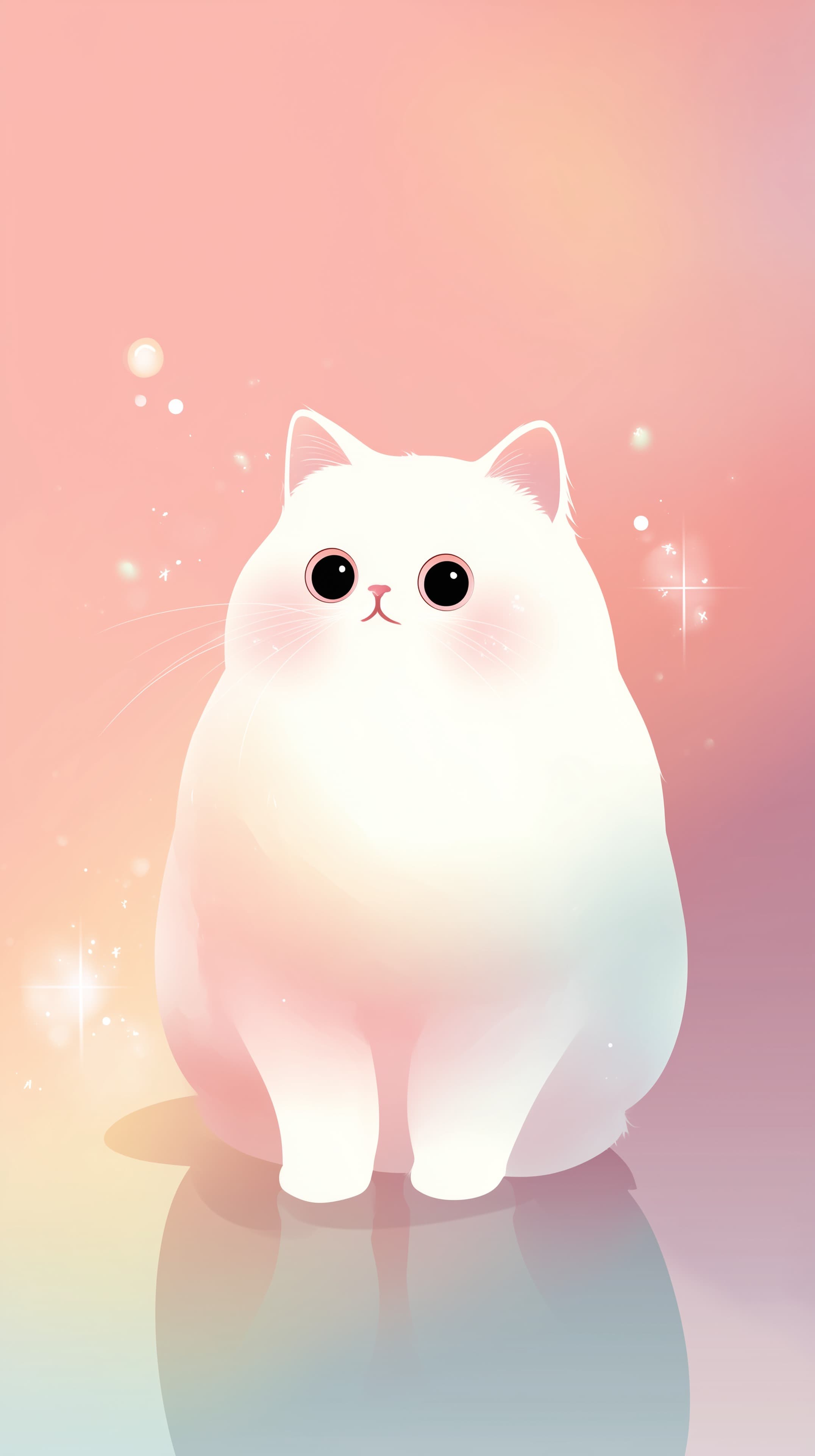 Pastel Kawaii Cat Wallpaper: Soft Glow & Sparkles Edition - High Resolution cute-cat Wallpaper for Mobile and Desktop