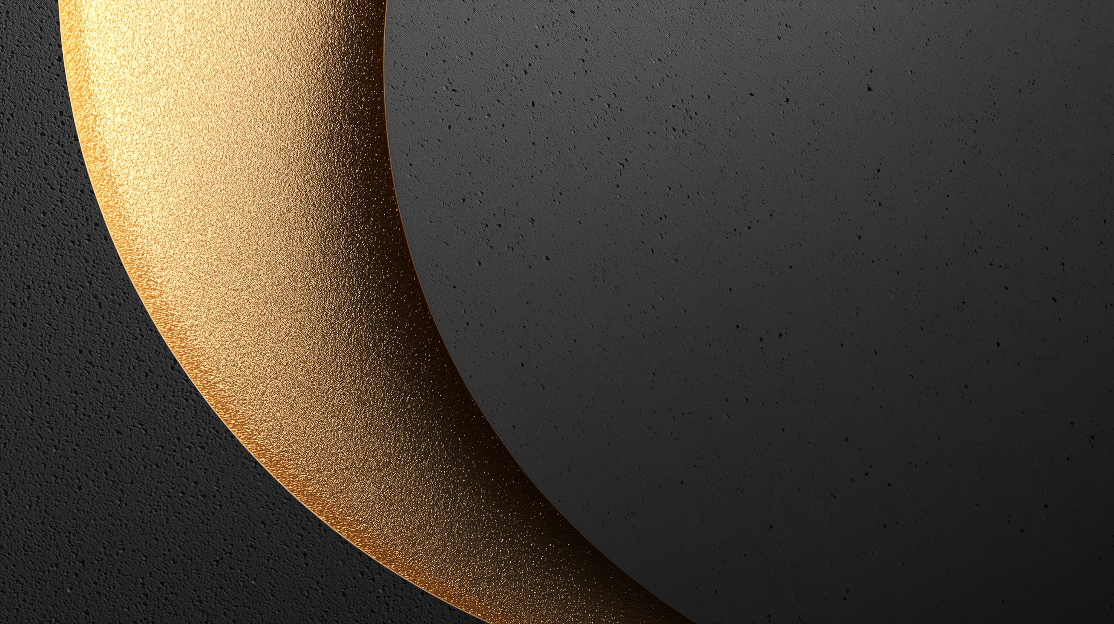 Golden Arc Abstract Wallpaper with Dark Textured Circle - High Resolution abstract-art Wallpaper for Mobile and Desktop