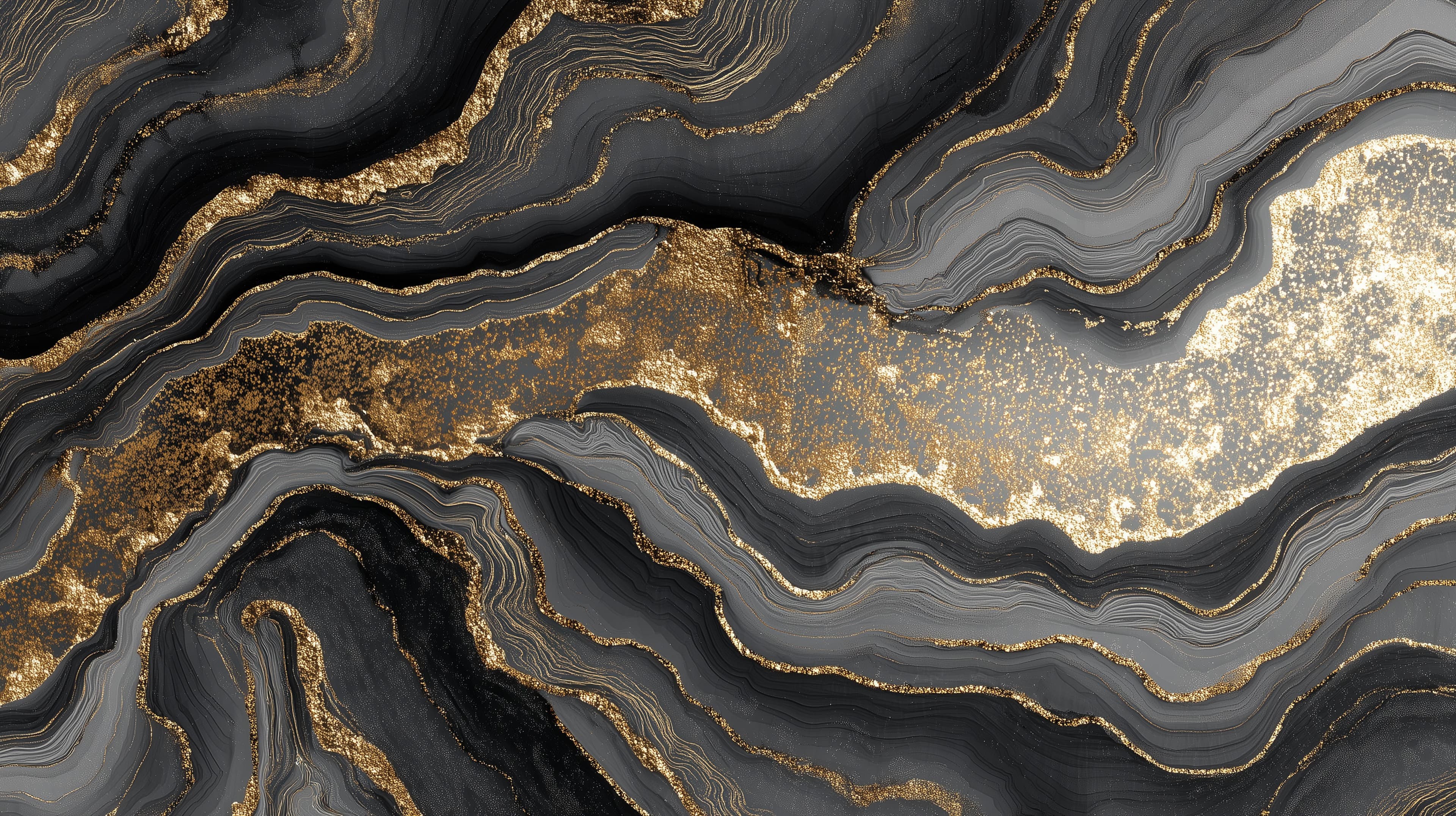 Abstract Black and Gold Geode Wallpaper with Metallic Veins - High Resolution geode Wallpaper for Mobile and Desktop