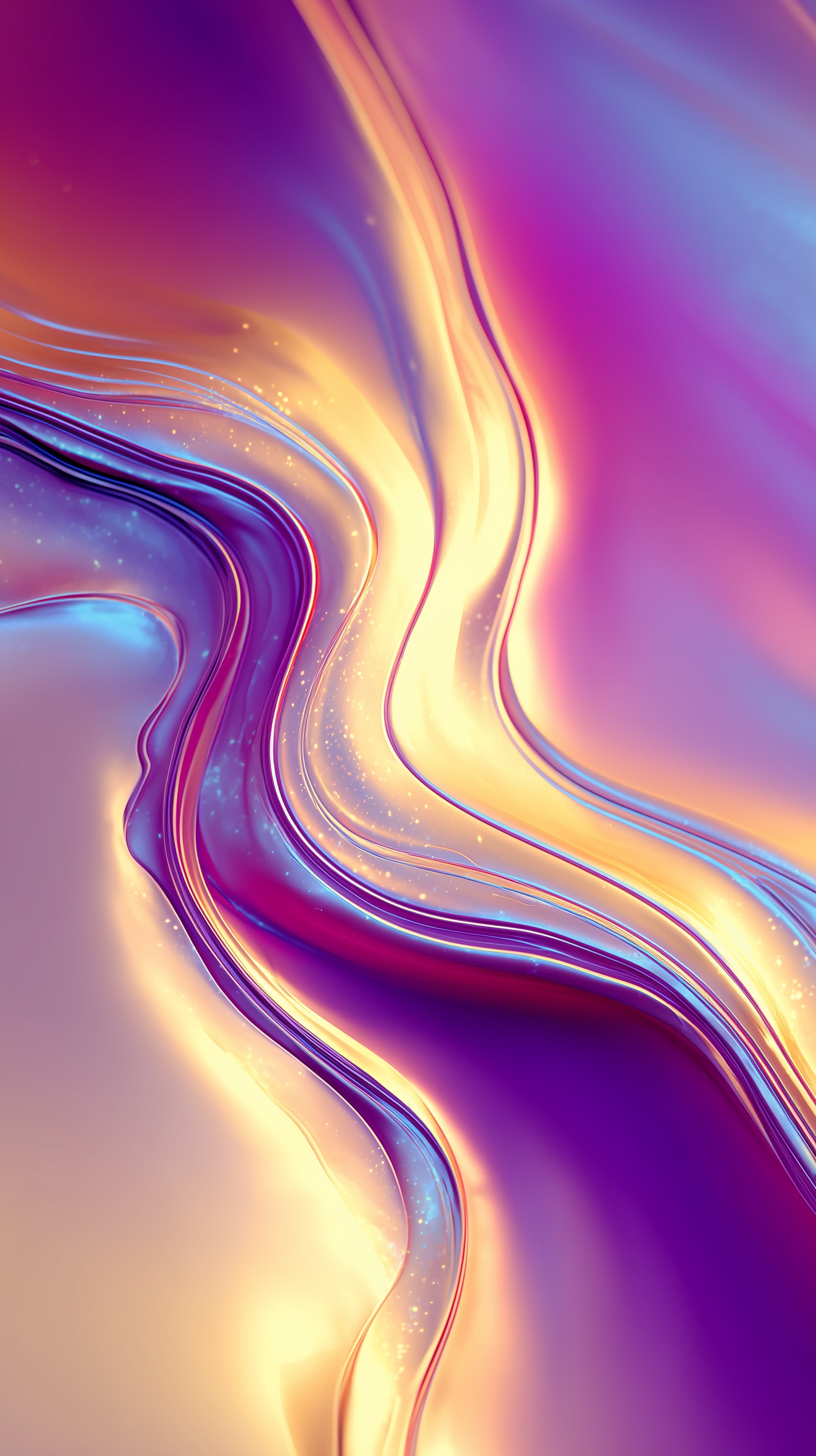 Vibrant Abstract Flow Wallpaper in Neon Purple and Gold - High Resolution abstract Wallpaper for Mobile and Desktop
