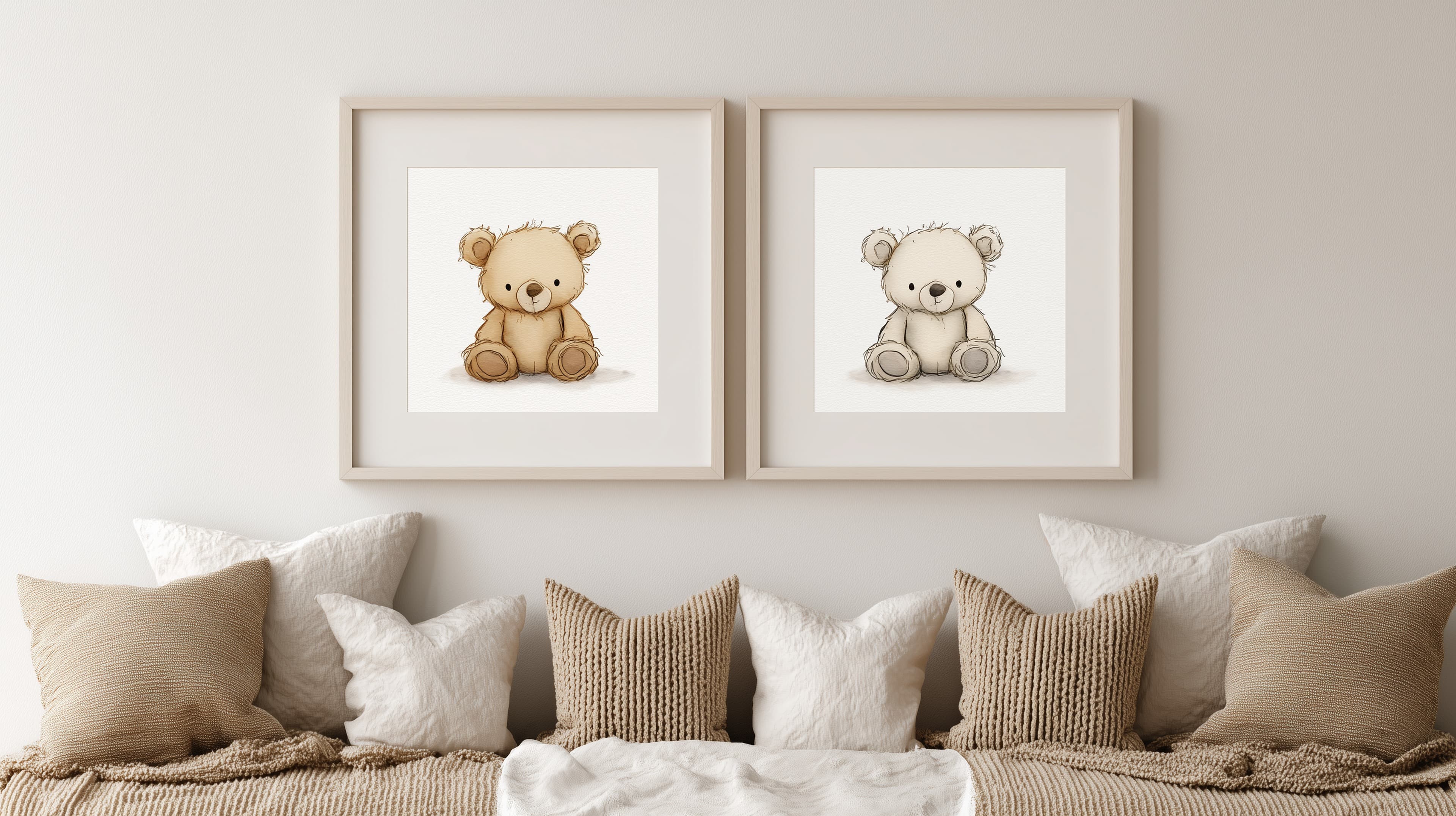 Soft Teddy Bear Wall Art Prints for Neutral Living Room Decor - High Resolution cozy-decor Wallpaper for Mobile and Desktop