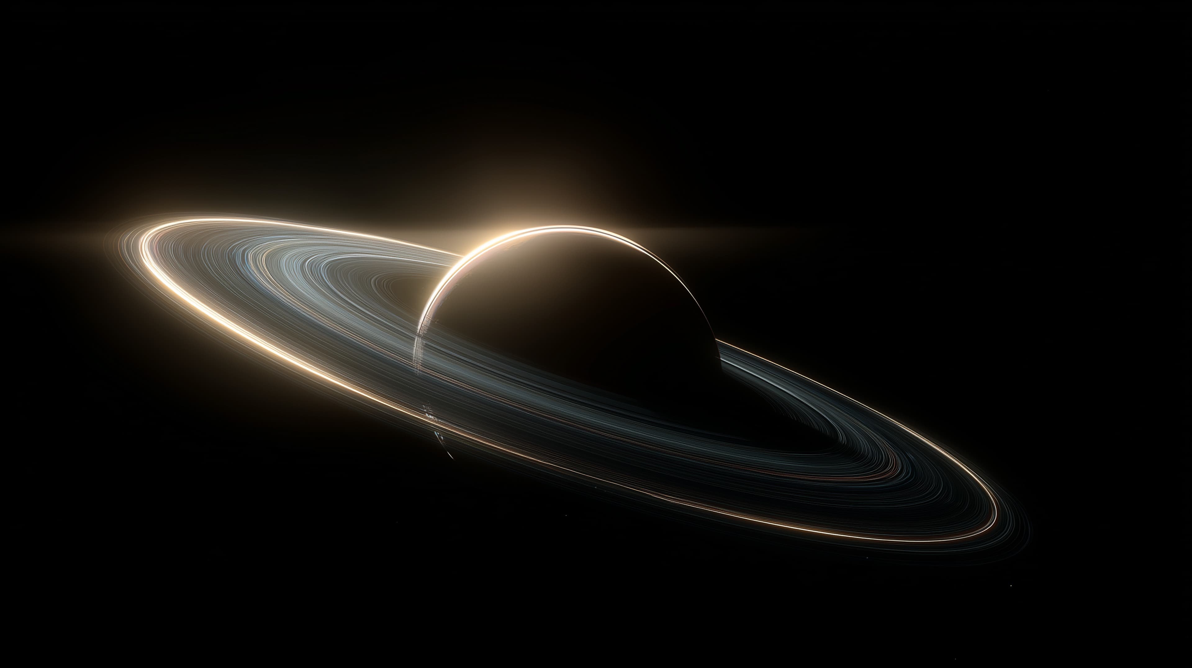 Glowing Ringed Planet in Space - Cosmic Dark Wallpaper for Desktops - High Resolution astronomy Wallpaper for Mobile and Desktop