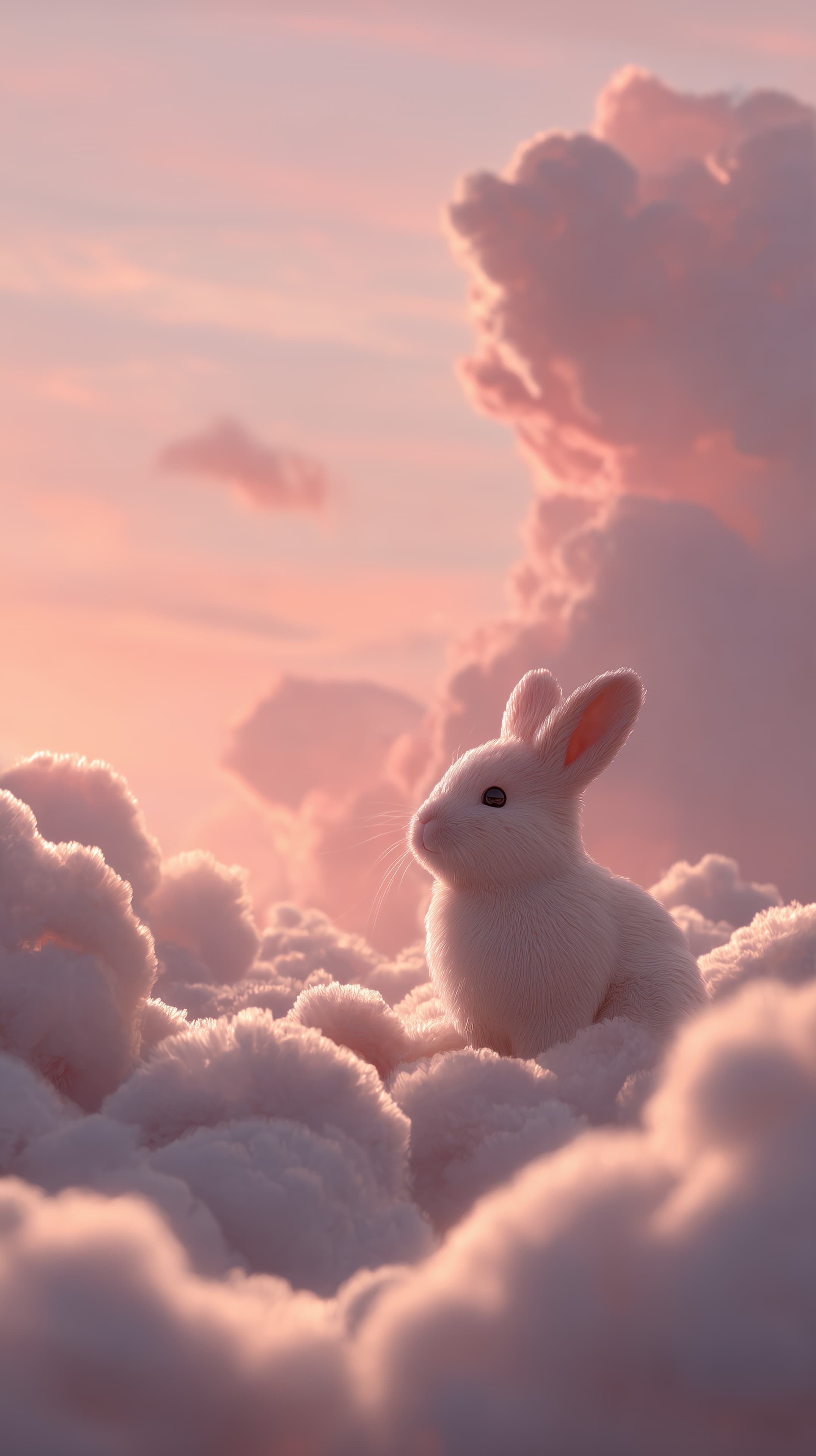 Pastel Bunny in Dreamy Cloudscape Sunset Wallpaper - High Resolution bunny-wallpaper Wallpaper for Mobile and Desktop
