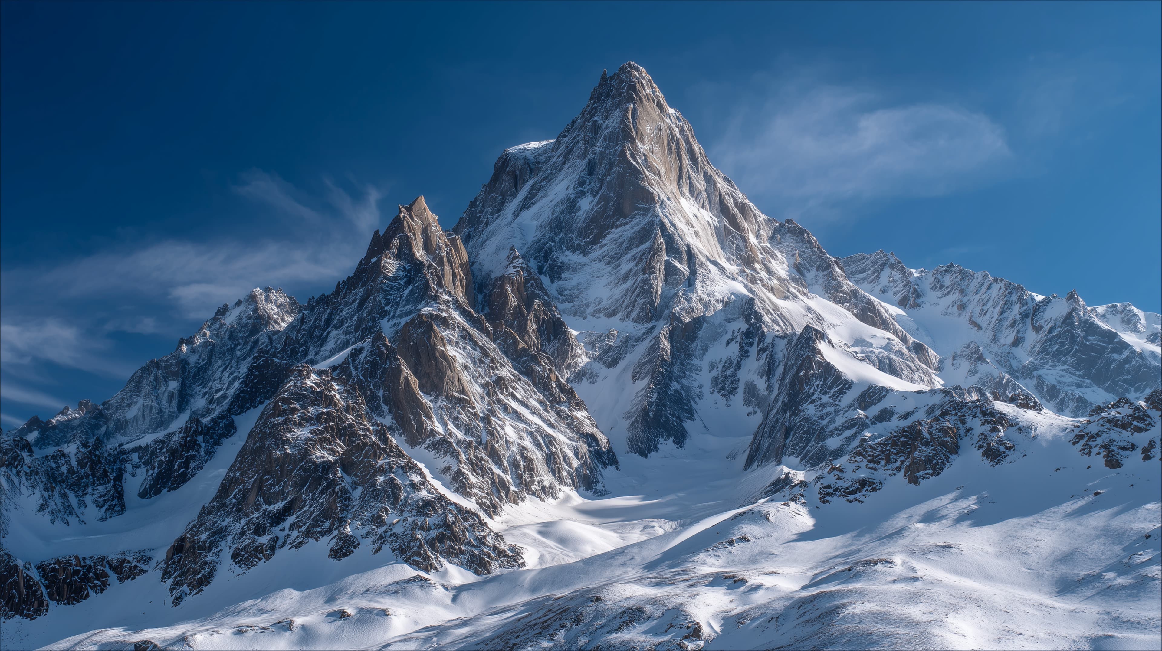 Majestic Snowy Peak Mountain Landscape Wallpaper for Nature Lovers - High Resolution mountain Wallpaper for Mobile and Desktop