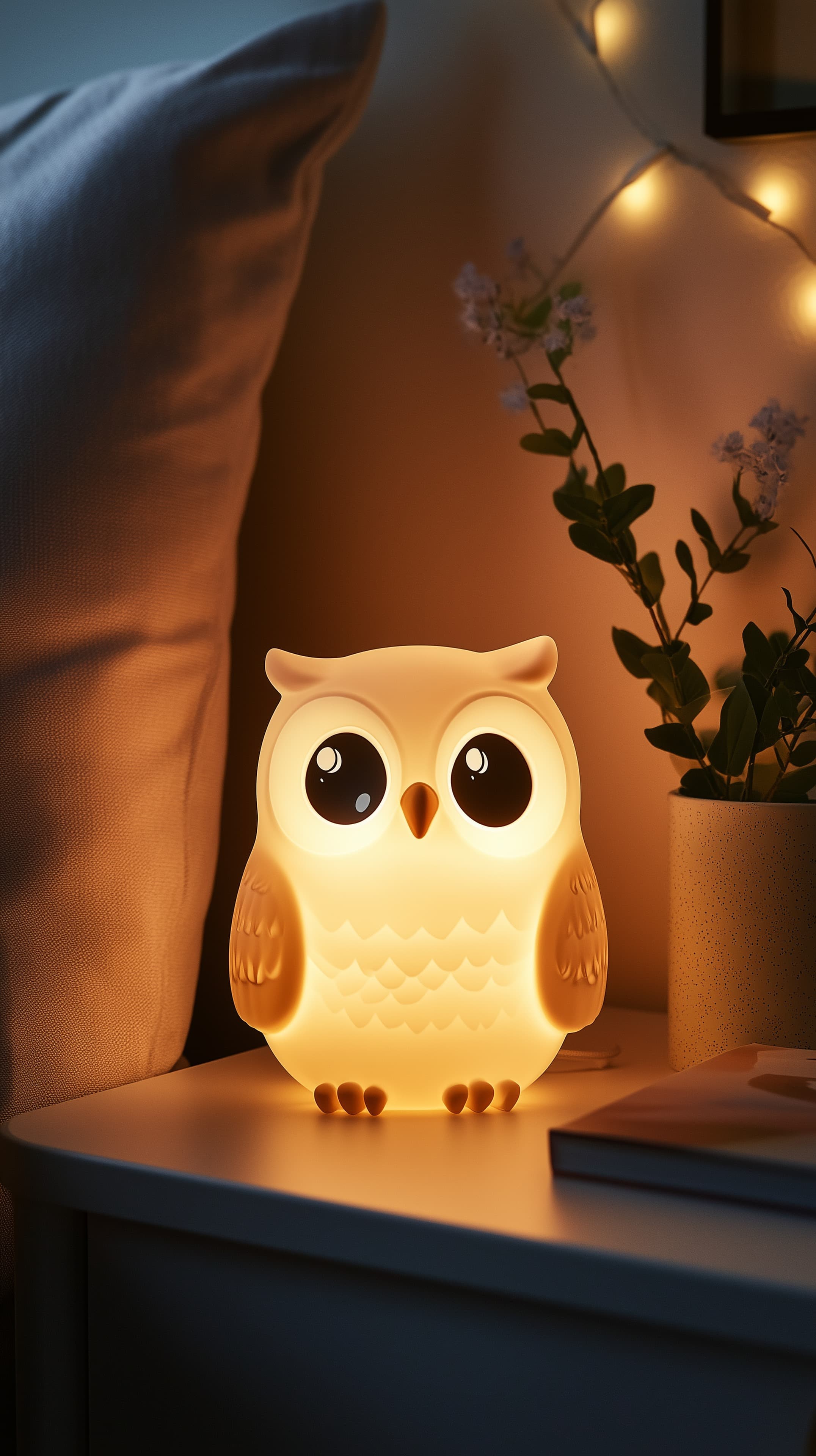 Cozy Owl Night Light Lamp for Warm Bedroom Ambience - High Resolution ambient-decor Wallpaper for Mobile and Desktop