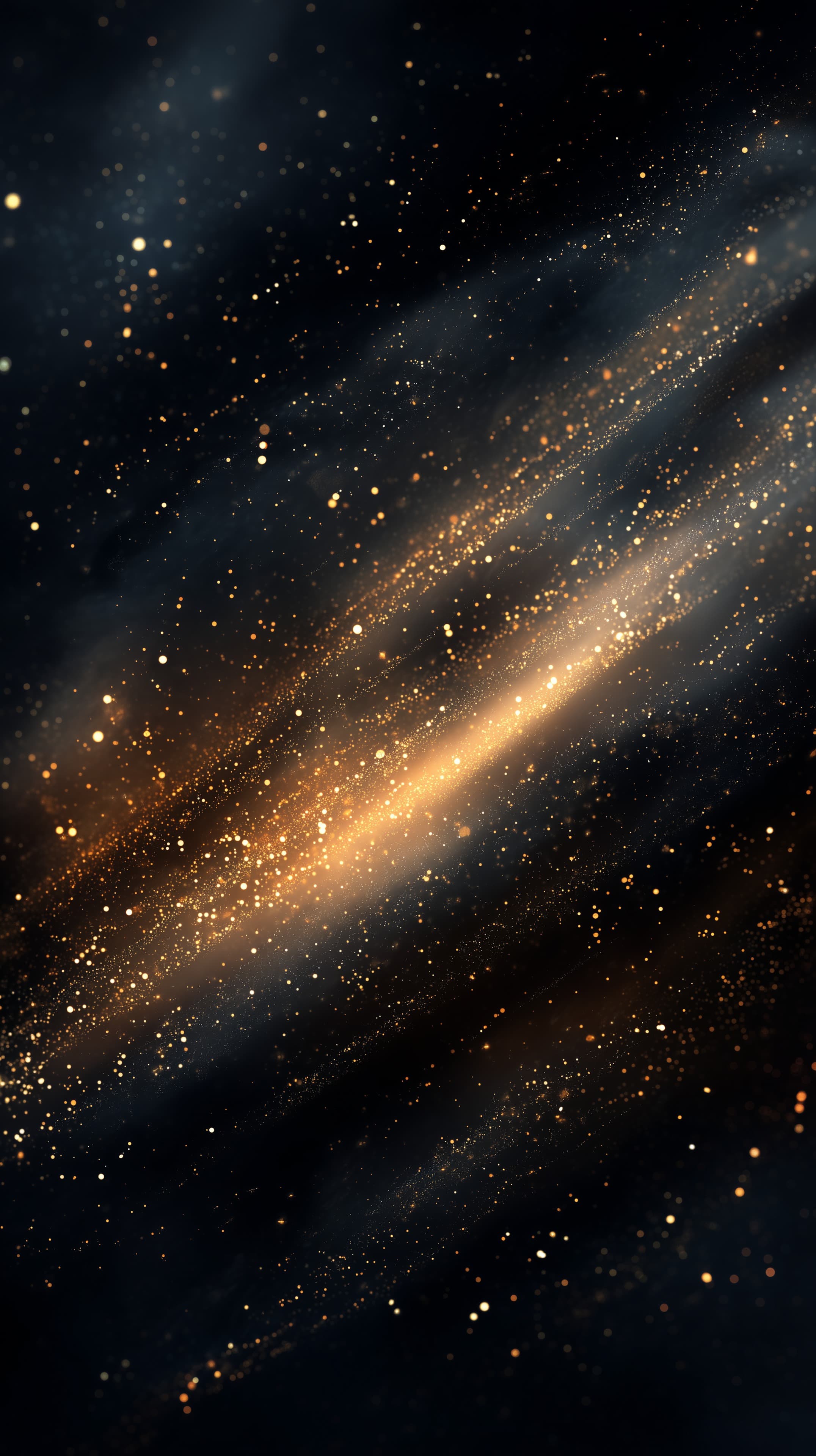 Glittering Cosmic Dust Swirls with Golden Streaks Desktop Wallpaper - High Resolution abstract-art Wallpaper for Mobile and Desktop