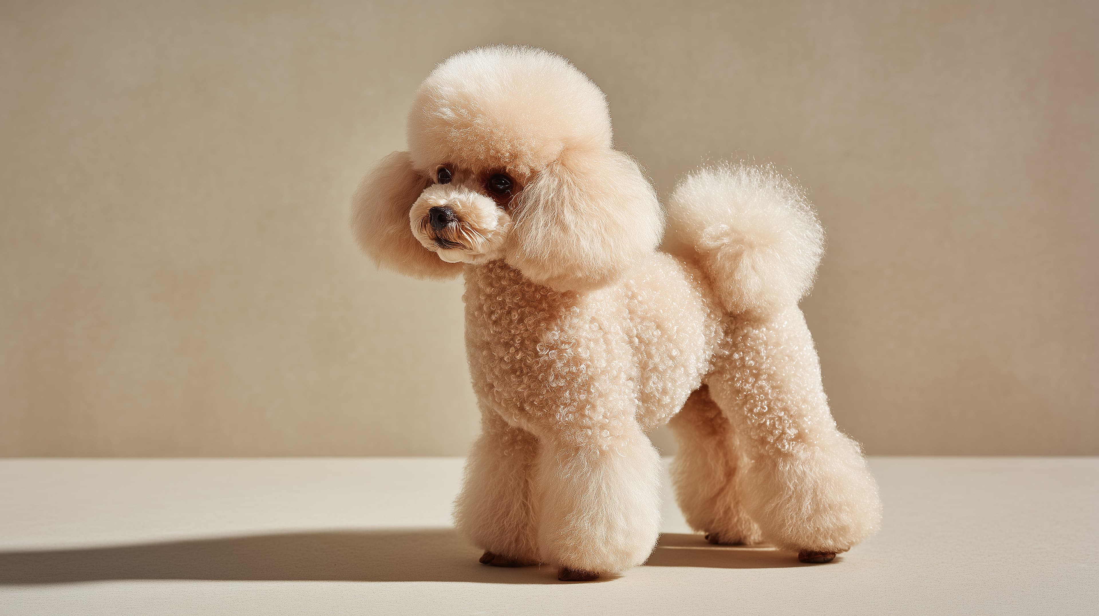 Soft Peach Poodle Portrait — Fluffy Toy Dog Wallpaper - High Resolution poodle Wallpaper for Mobile and Desktop