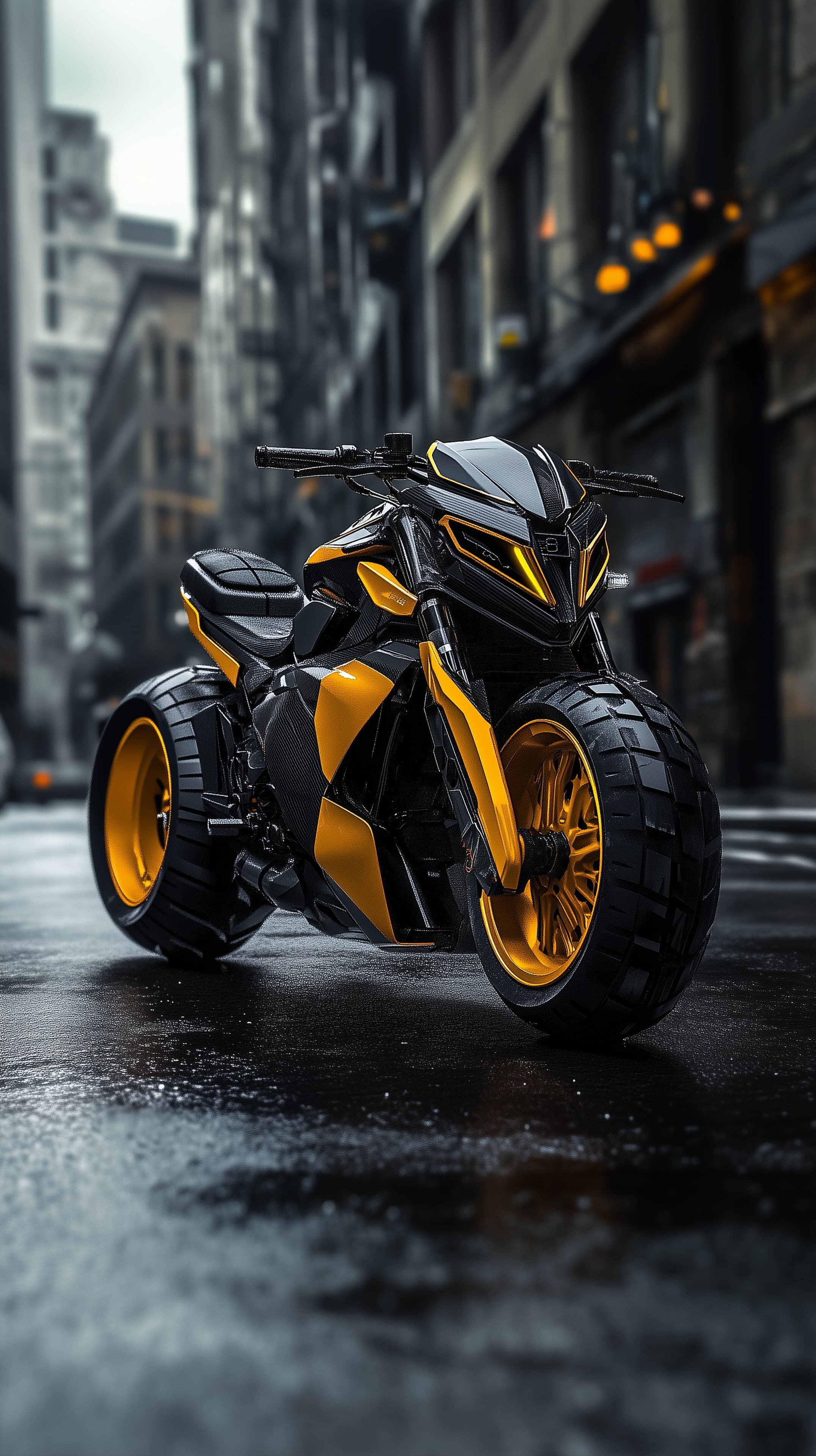 Futuristic Yellow-Black Street Racing Motorcycle Concept - High Resolution yellow-motorcycle Wallpaper for Mobile and Desktop