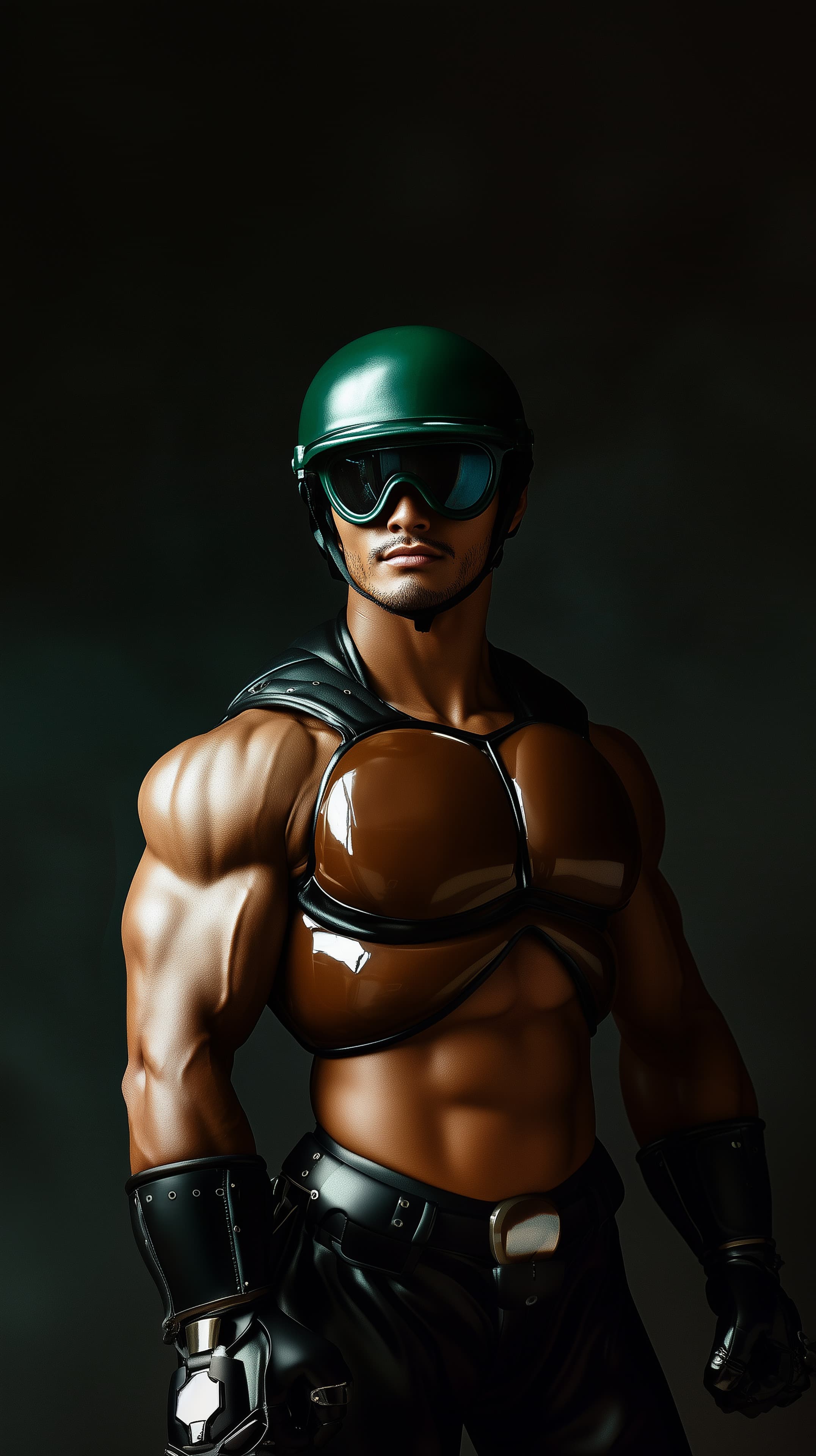 Dynamic armored warrior wallpaper with futuristic helmet and goggles - High Resolution armor-design Wallpaper for Mobile and Desktop