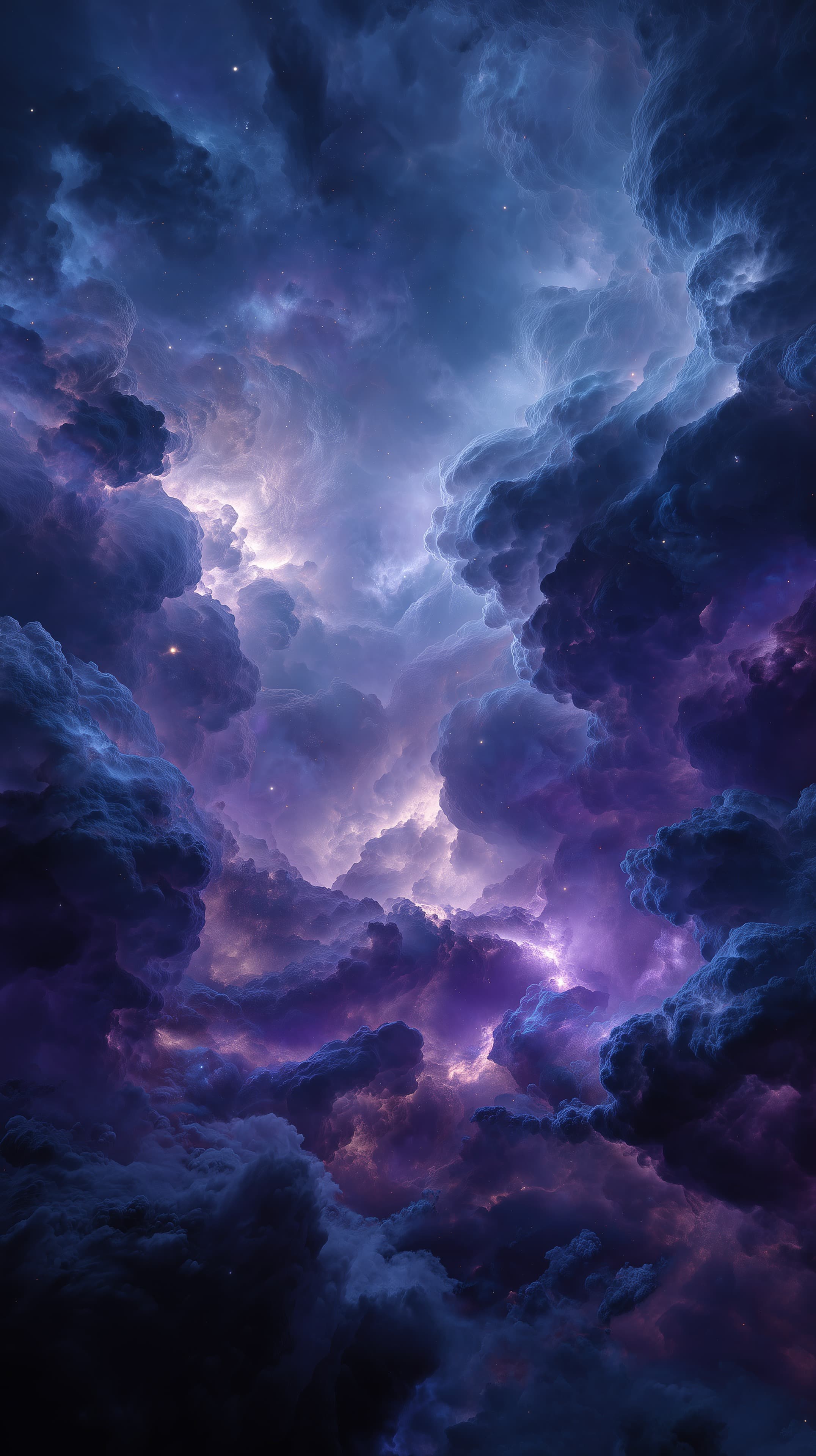 Vibrant Nebula Clouds in Purple Blue Night Sky Dreamy Cosmic Scene - High Resolution astral-scenery Wallpaper for Mobile and Desktop