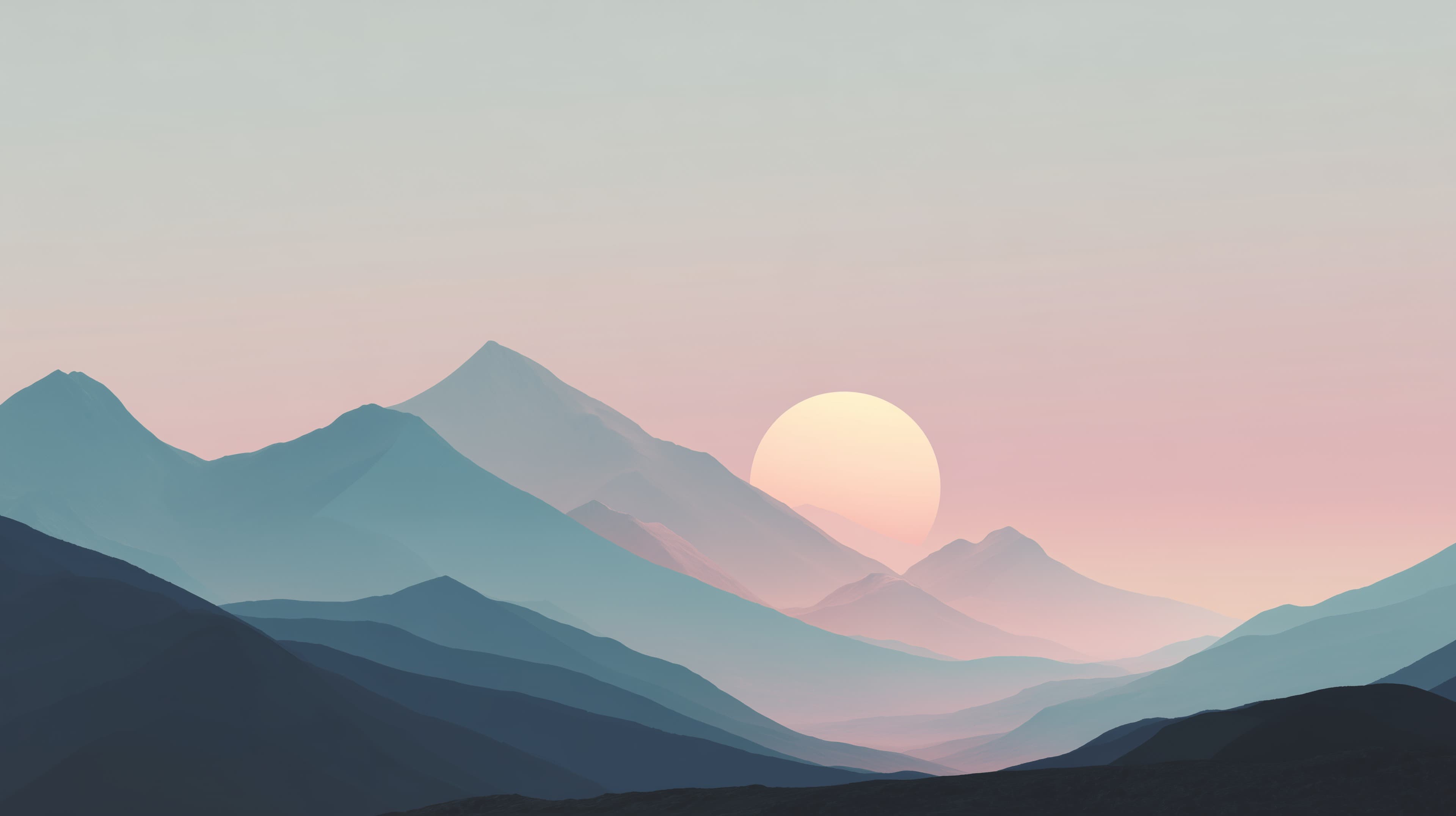 Pastel Mountain Sunrise - Tranquil Horizon Landscape - High Resolution blue-mountains Wallpaper for Mobile and Desktop