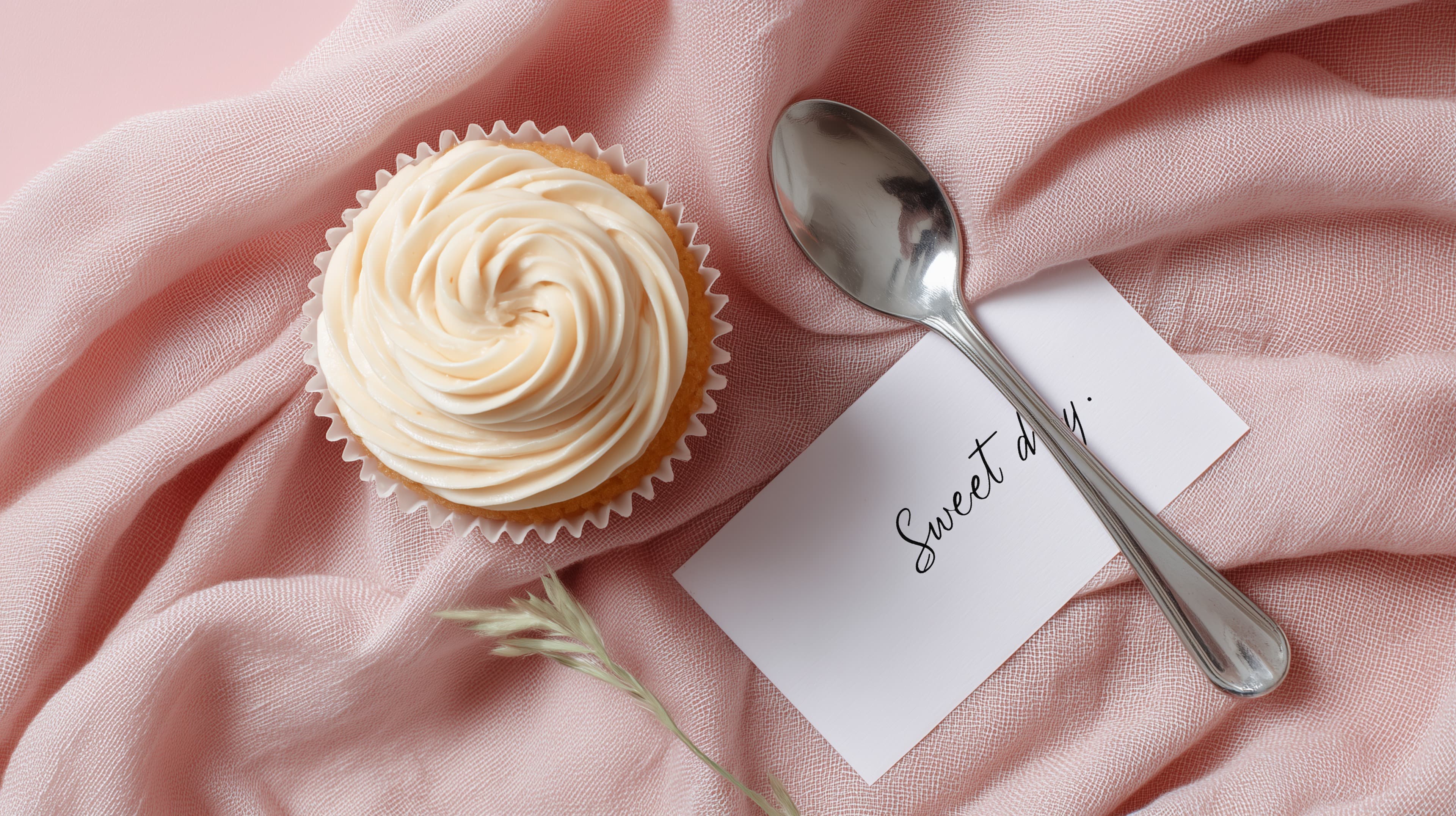 Pastel Pink Cupcake on Soft Fabric – Cozy Wallpaper Art - High Resolution cupcake Wallpaper for Mobile and Desktop