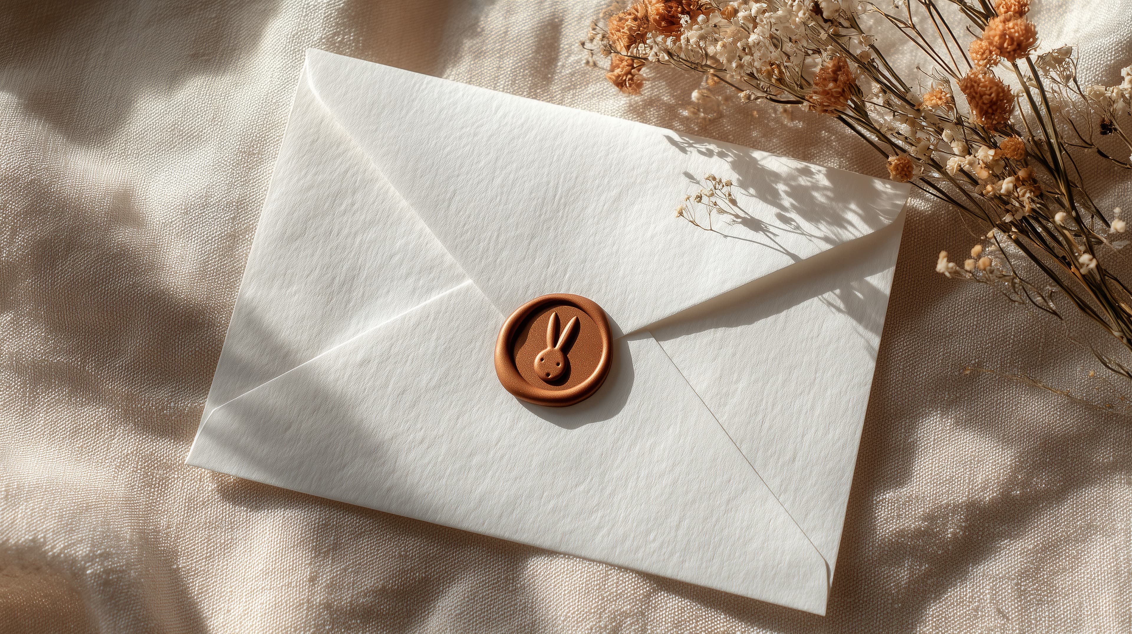 Warm-toned Envelope with Wax Seal and Dried Flowers - High Resolution envelope Wallpaper for Mobile and Desktop