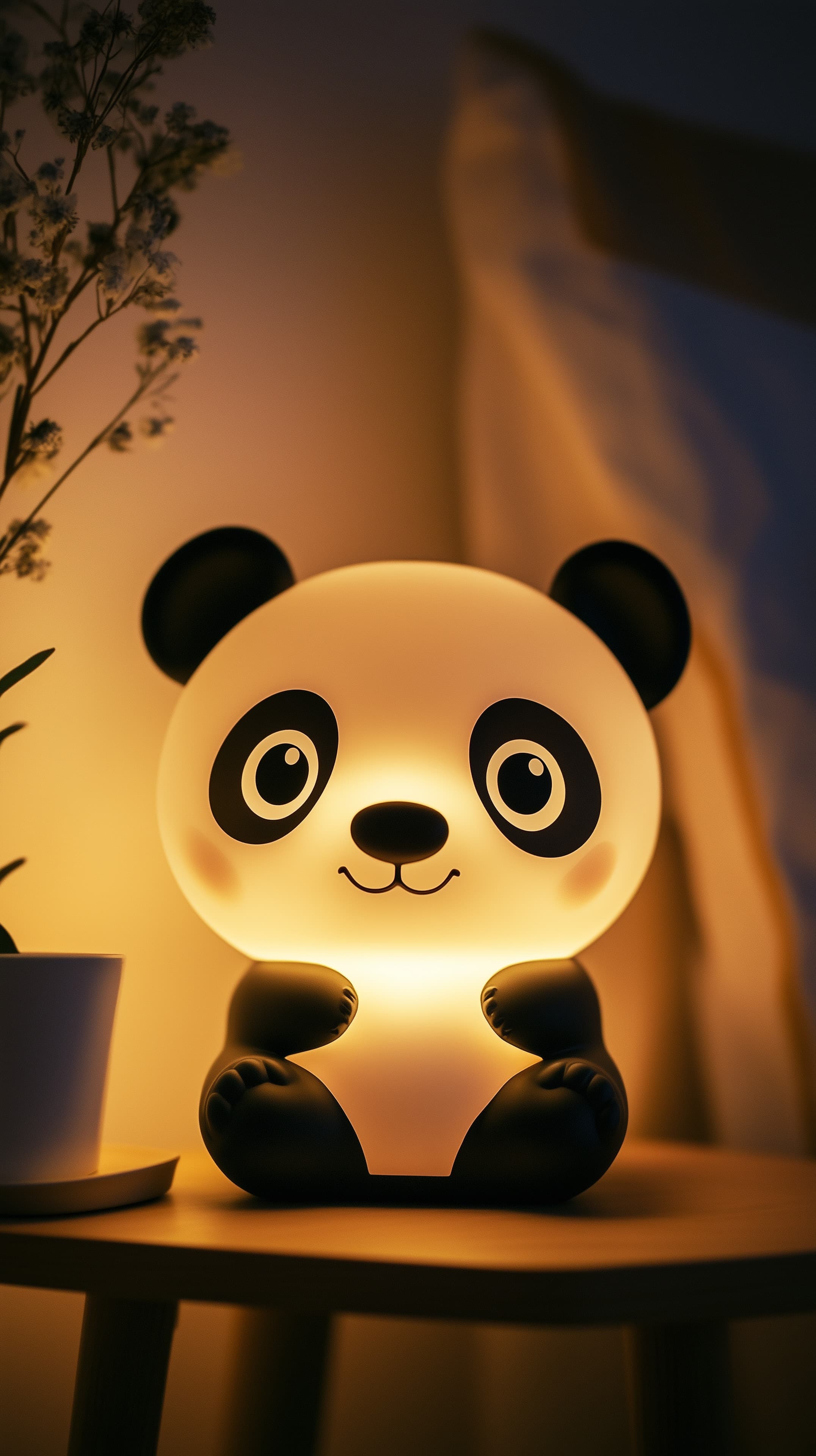 Cute Panda Night Light with Warm Glow – Cozy Desk Decor - High Resolution ambient-lighting Wallpaper for Mobile and Desktop