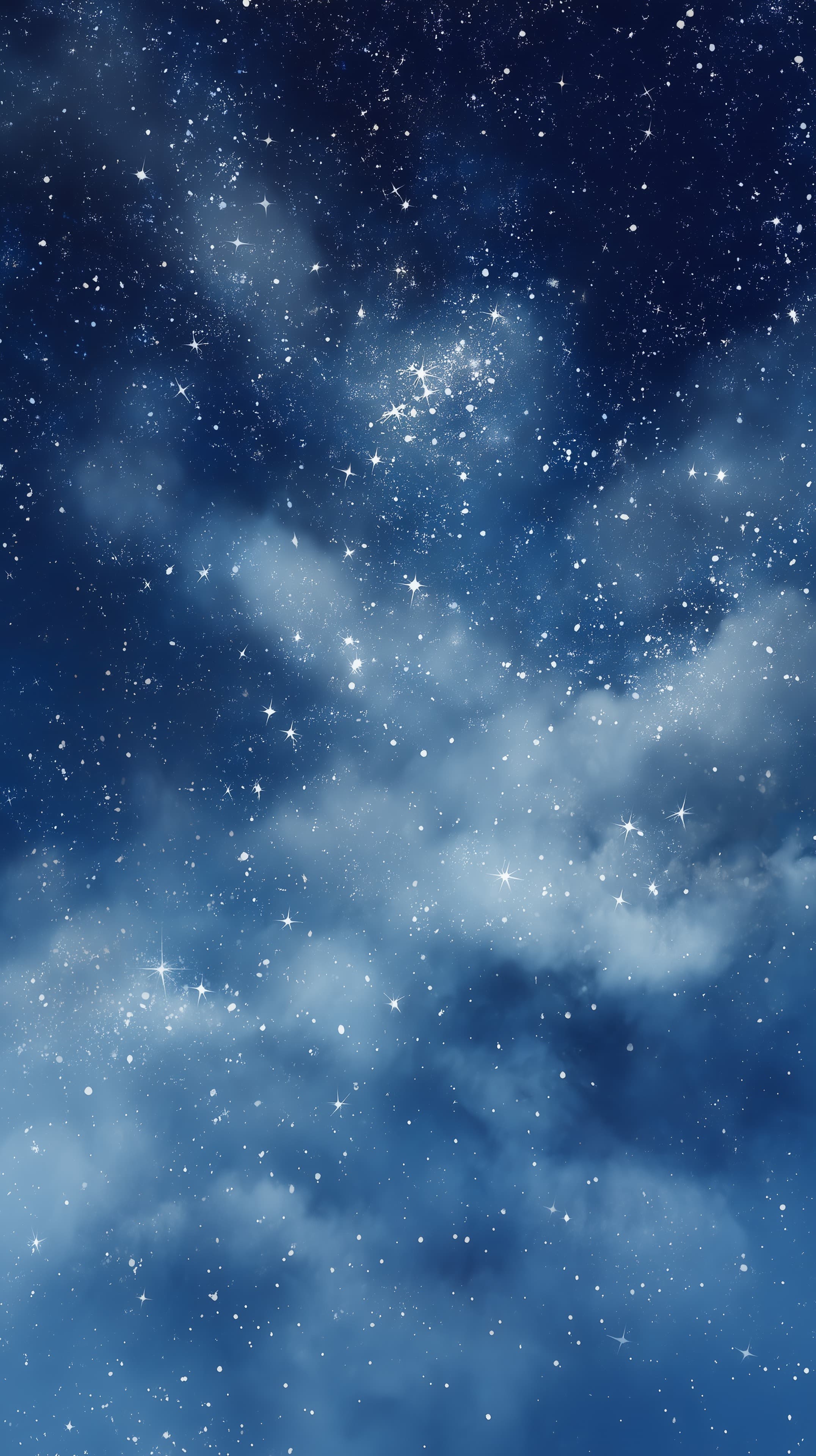 Starry Night Sky Wallpaper with Clouds and Sparkling Stars - High Resolution blue-gradient Wallpaper for Mobile and Desktop