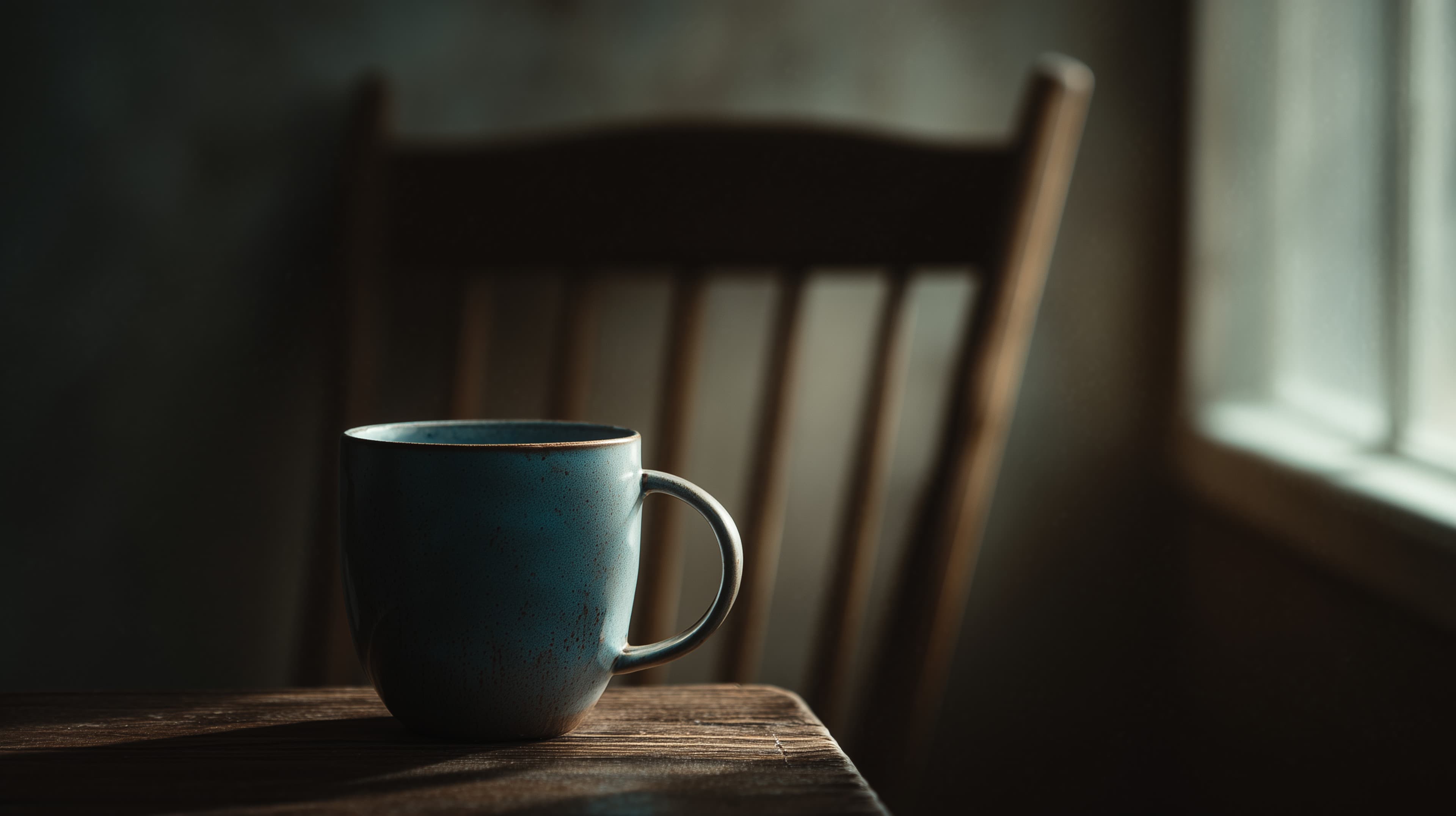 Cozy Rustic Mug on Weathered Wooden Table by Window Light - High Resolution mug Wallpaper for Mobile and Desktop