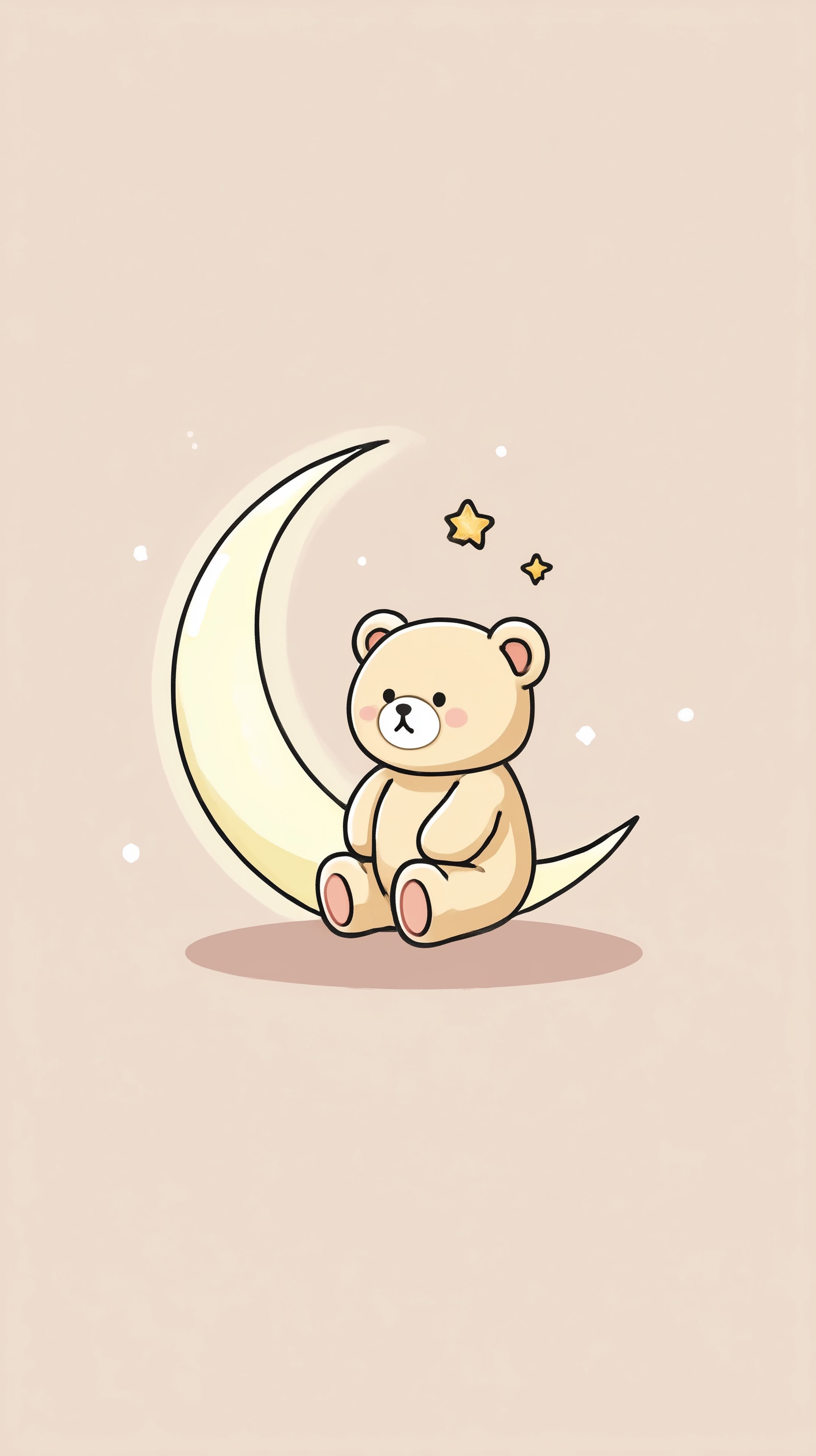Pastel Teddy Bear on Crescent Moon — Cute Night Wallpaper - High Resolution crescent-moon Wallpaper for Mobile and Desktop