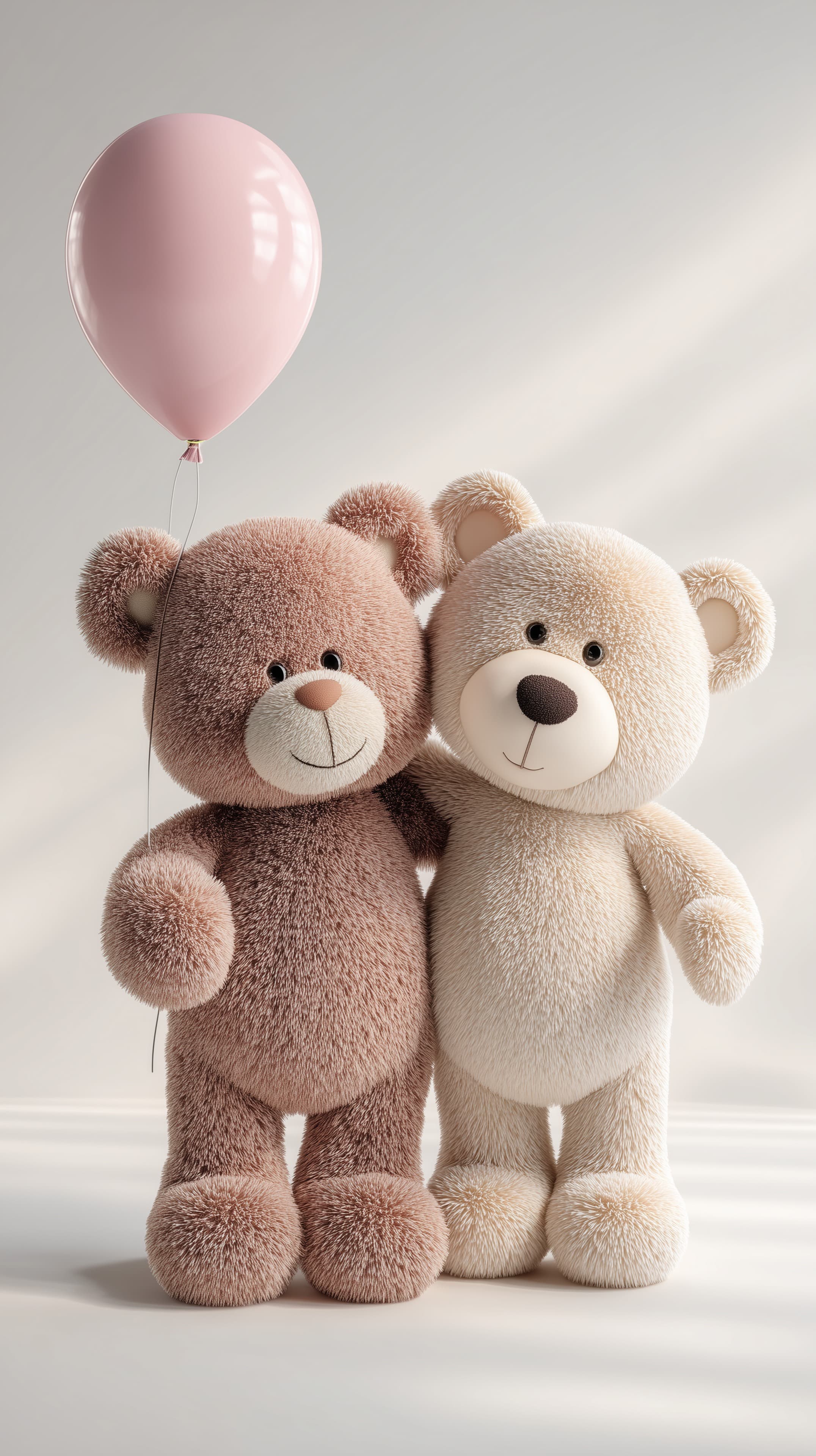 Pastel teddy bears sharing a balloon - cute plush wallpaper - High Resolution balloon Wallpaper for Mobile and Desktop