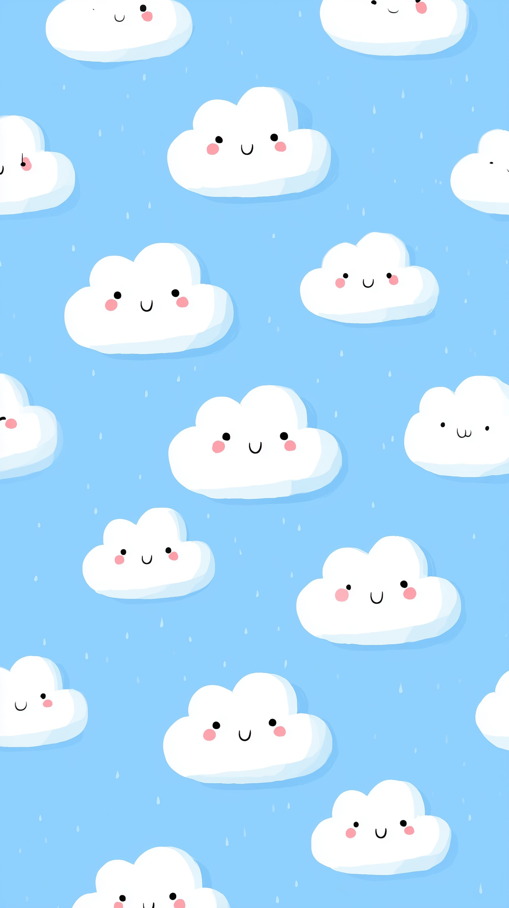 Cute Cloud Pattern Wallpaper - Adorable Sky Blue Clouds - High Resolution cartoon-art Wallpaper for Mobile and Desktop