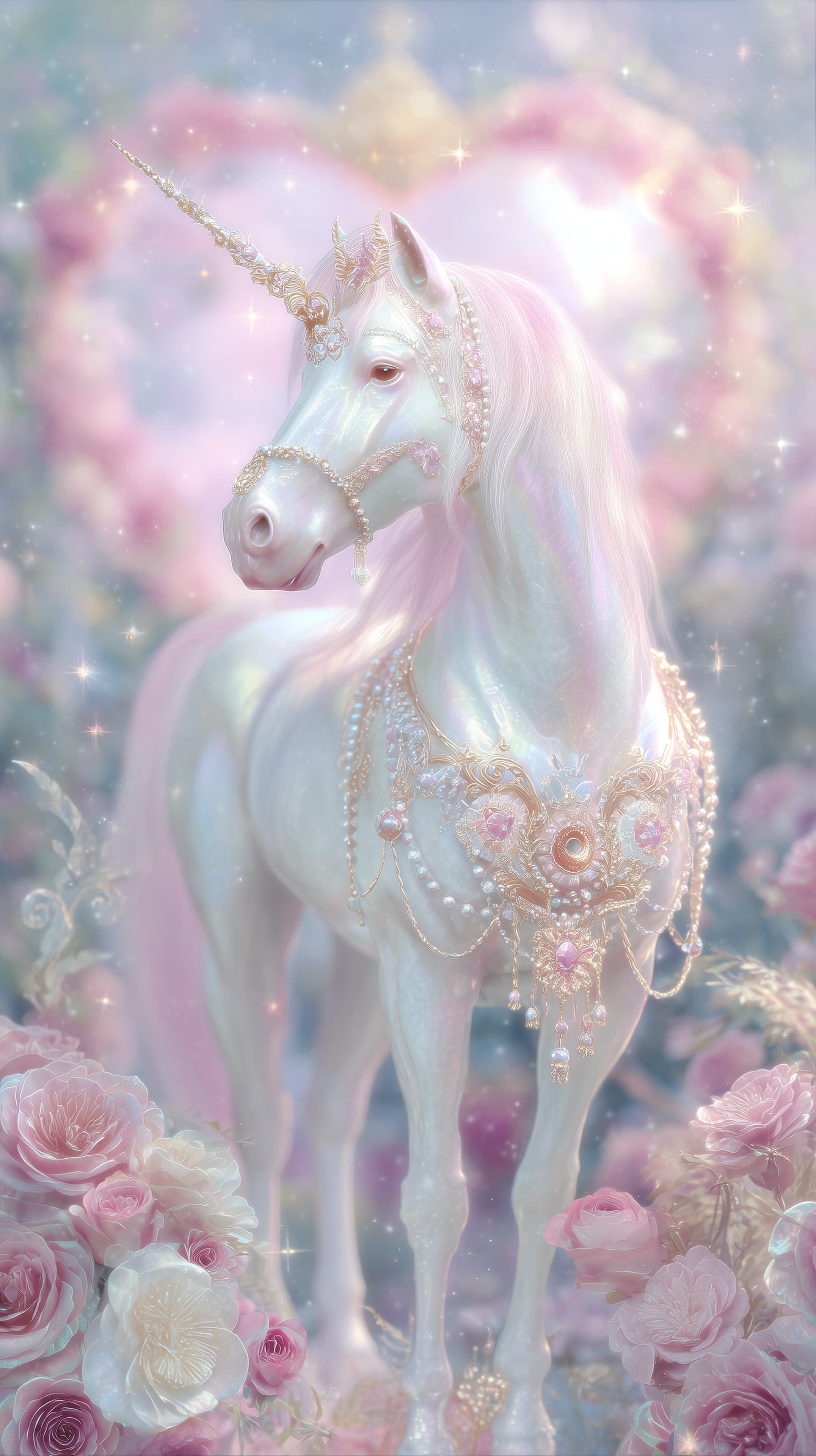 Pastel Unicorn in a Dreamy Floral Fantasy Wallpaper - High Resolution dreamy Wallpaper for Mobile and Desktop