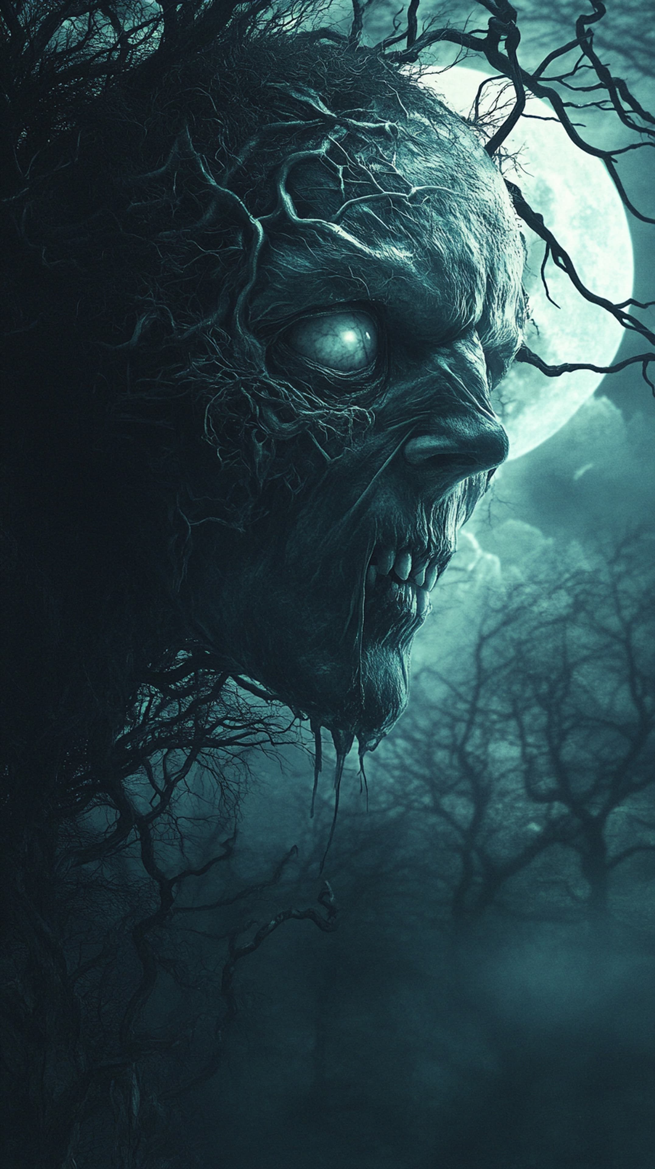 Moonlit Forest Creature: Rooted Monster Wallpaper - High Resolution moonlit Wallpaper for Mobile and Desktop