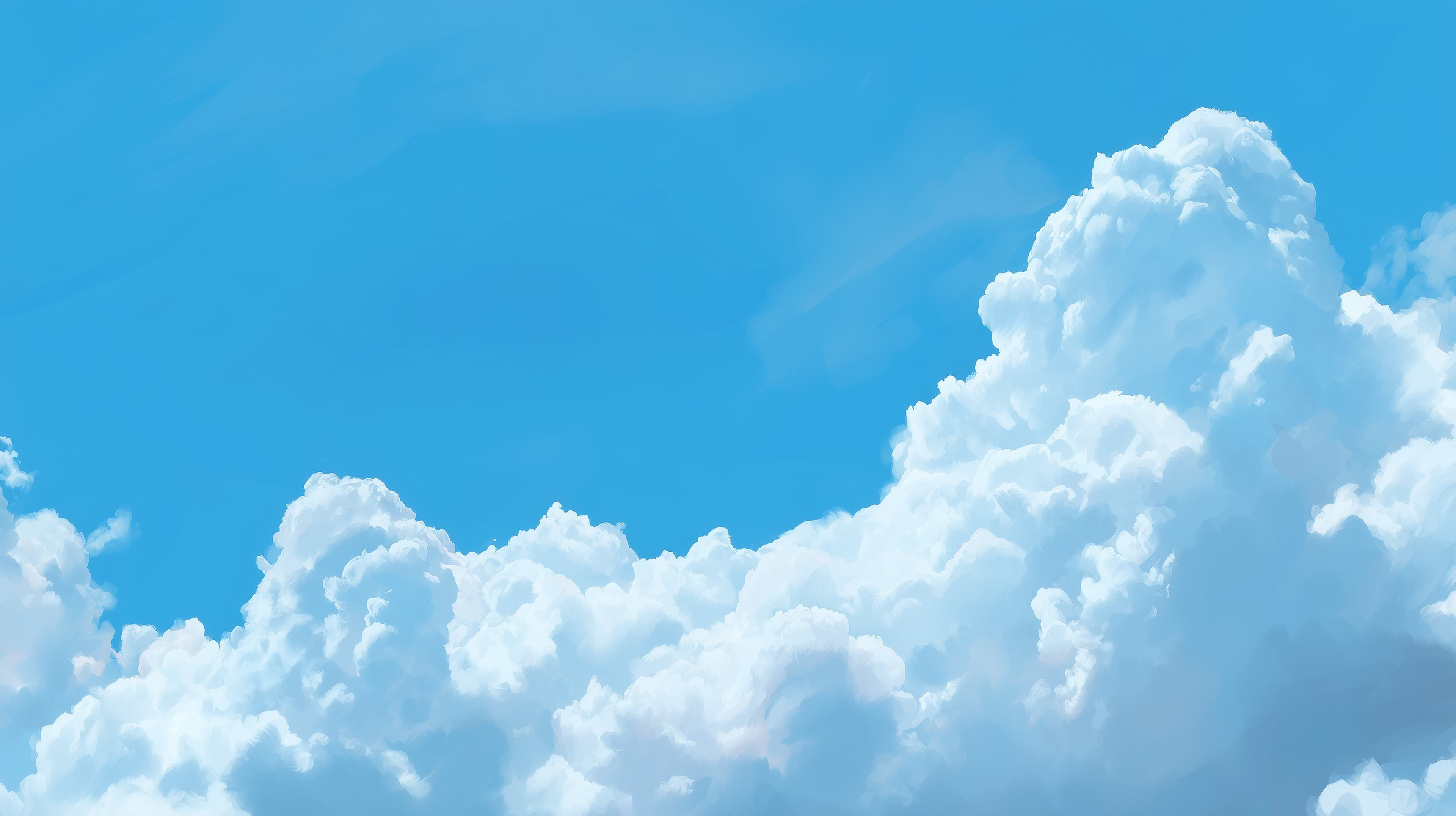 Vivid Blue Sky with Puffy White Clouds - Serene Desktop Wallpaper - High Resolution blue-sky Wallpaper for Mobile and Desktop