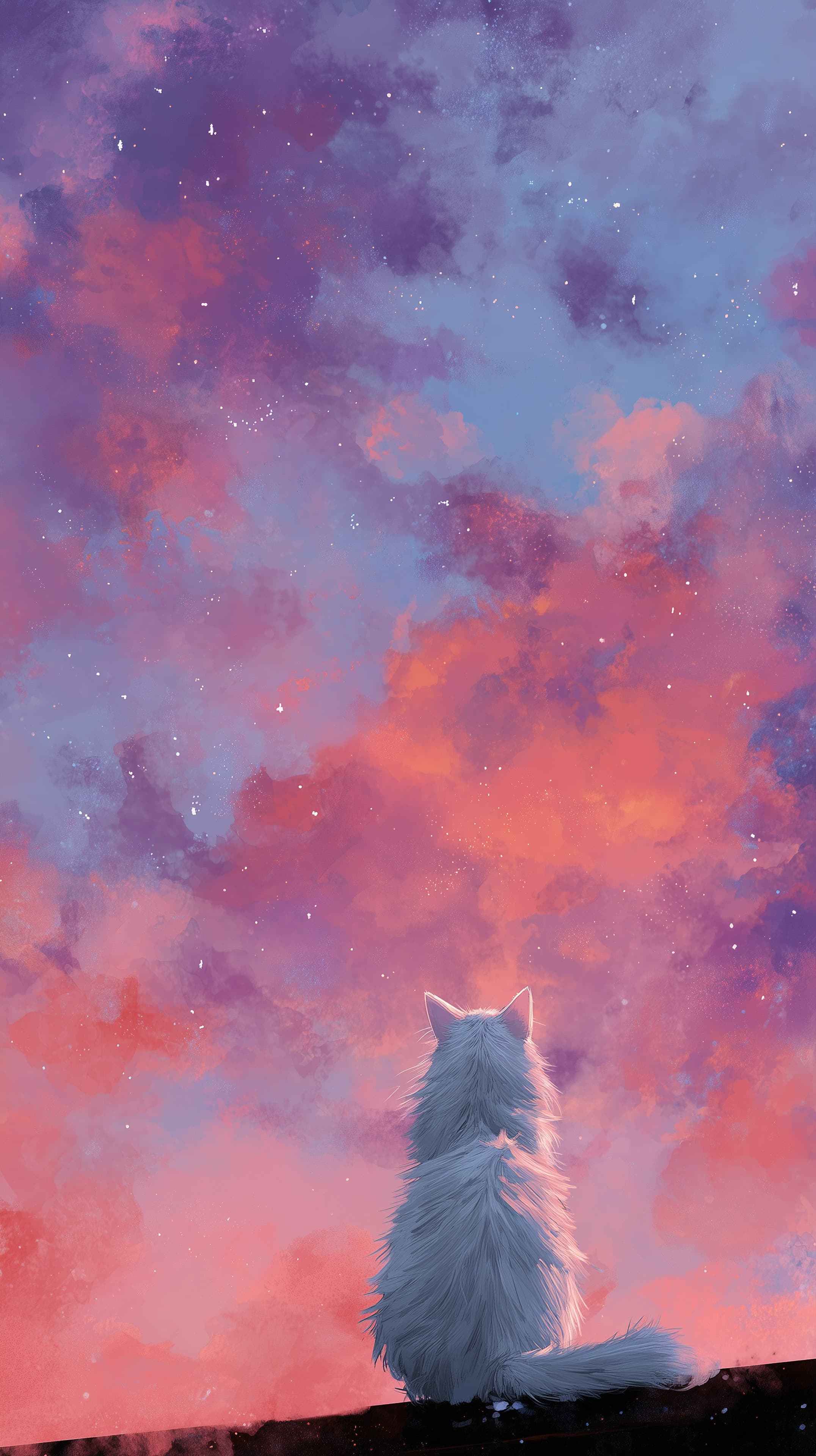 Dreamy Sky Cat: Twilight Cloudscape Wallpaper for Evenings - High Resolution blue-sky Wallpaper for Mobile and Desktop
