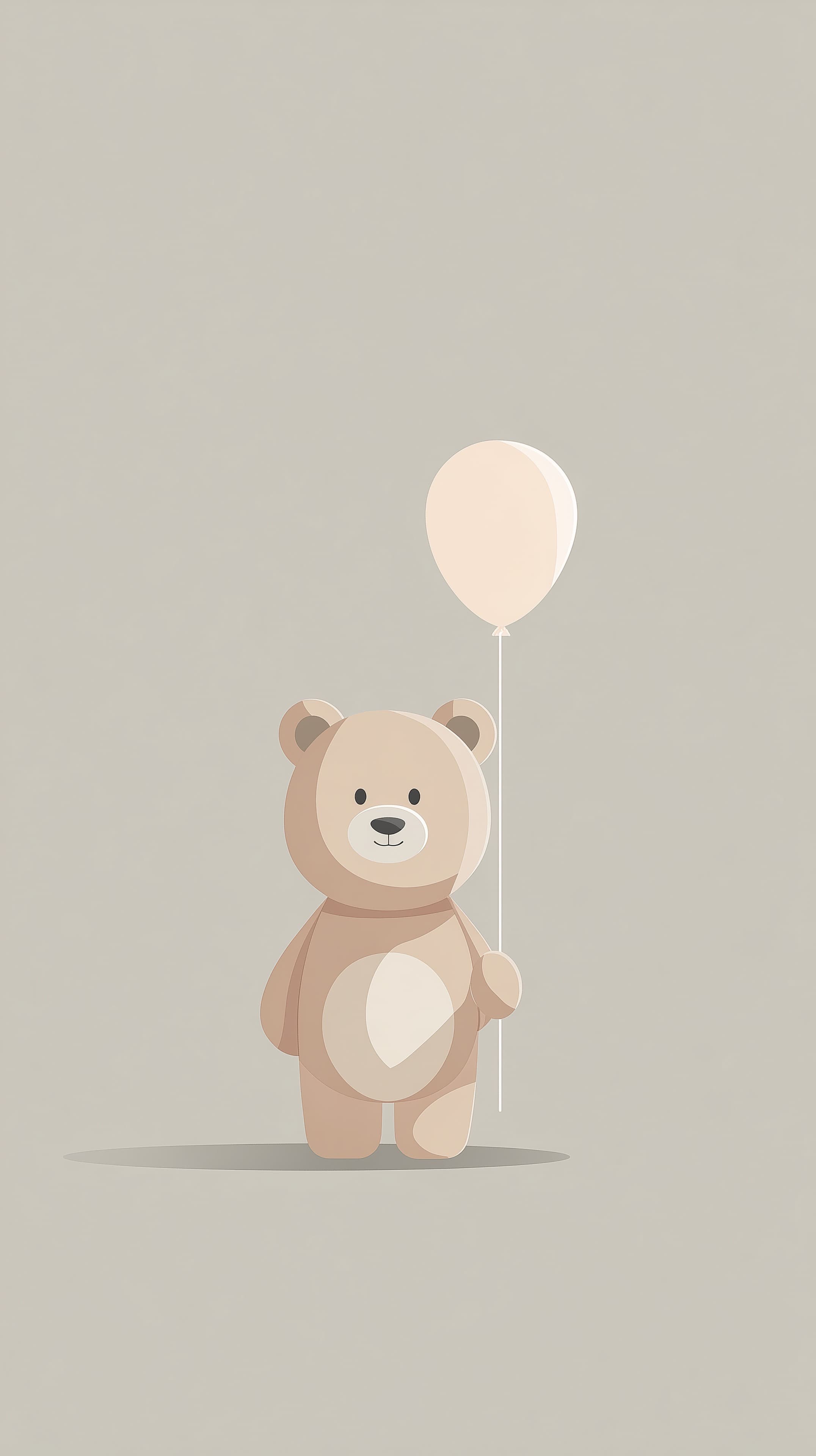 Soft Pastel Teddy Bear with Balloon – Minimalist Wallpaper - High Resolution balloon Wallpaper for Mobile and Desktop