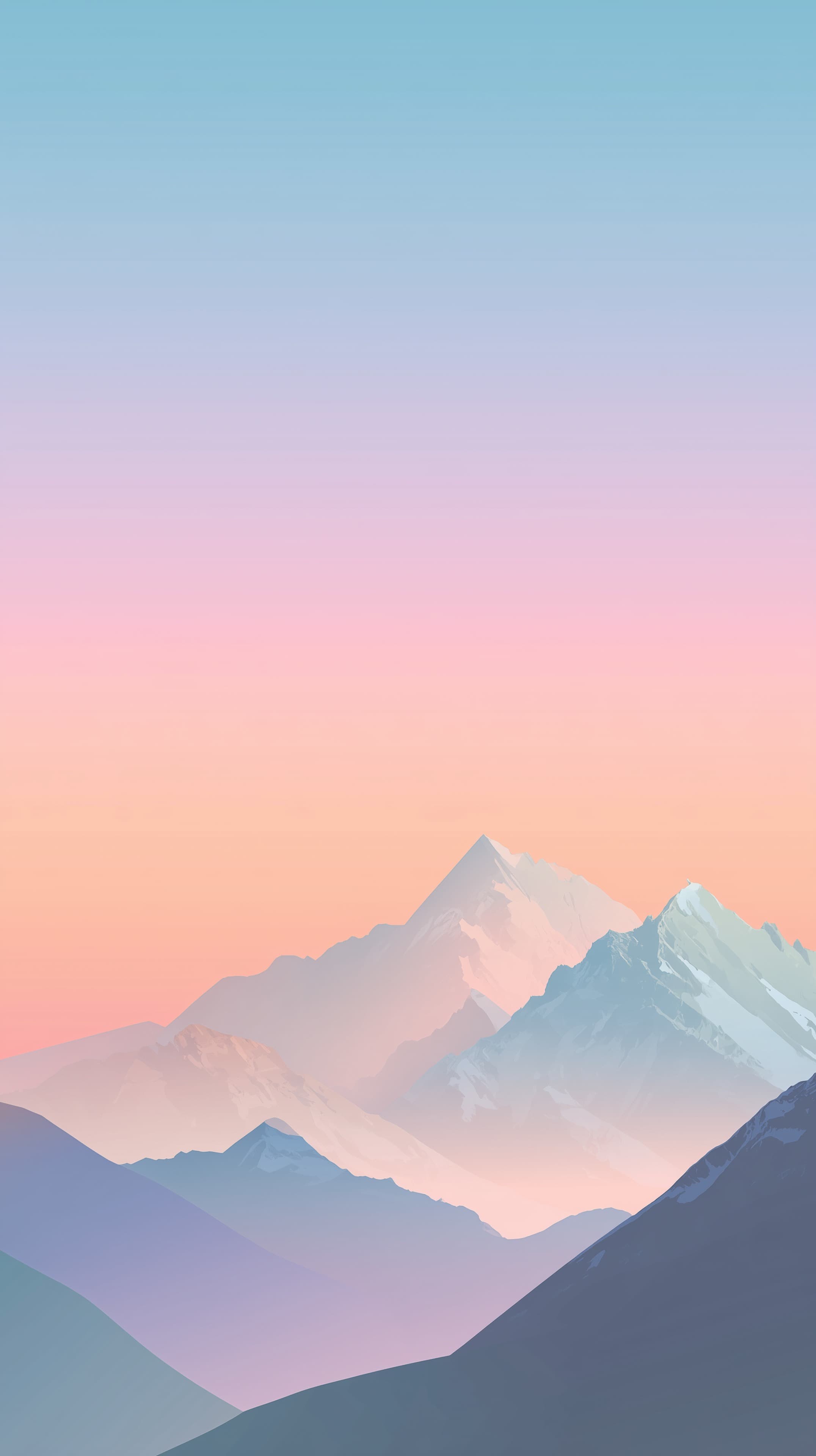 Pastel Mountain Landscape Wallpaper with Soft Gradient Sky - High Resolution calm-scenery Wallpaper for Mobile and Desktop