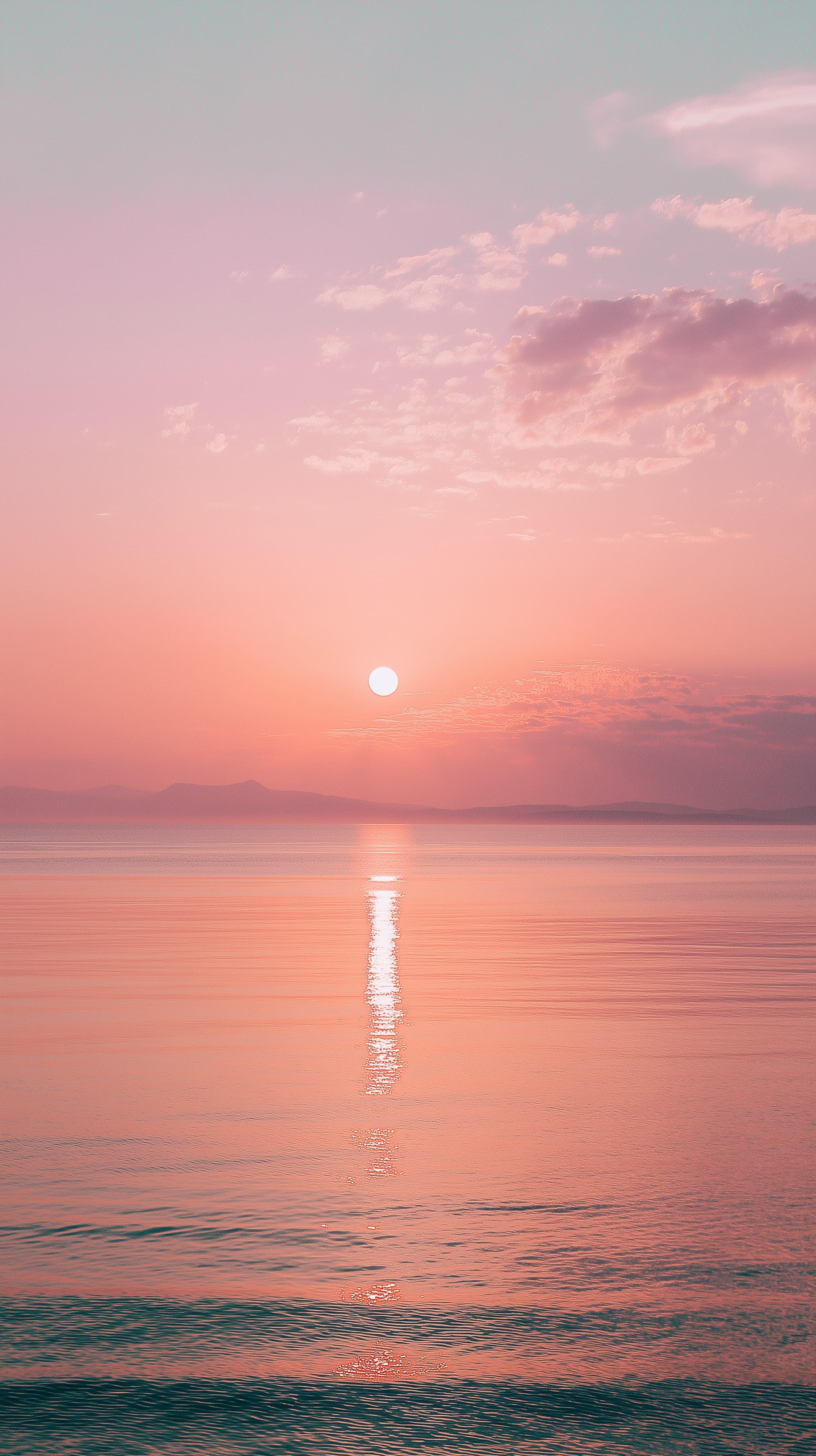 Pastel Sunset Over Calm Ocean - Soft Pink Sky Wallpaper - High Resolution calm-ocean Wallpaper for Mobile and Desktop