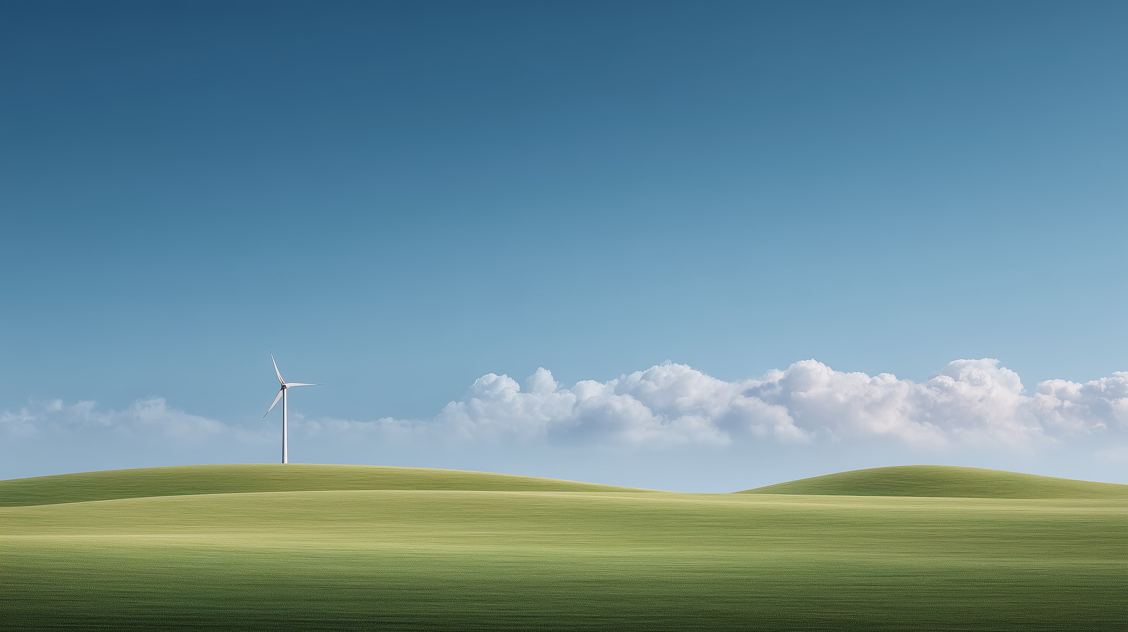 Calm Rolling Hills with Wind Turbine Landscape Wallpaper - High Resolution blue-sky Wallpaper for Mobile and Desktop