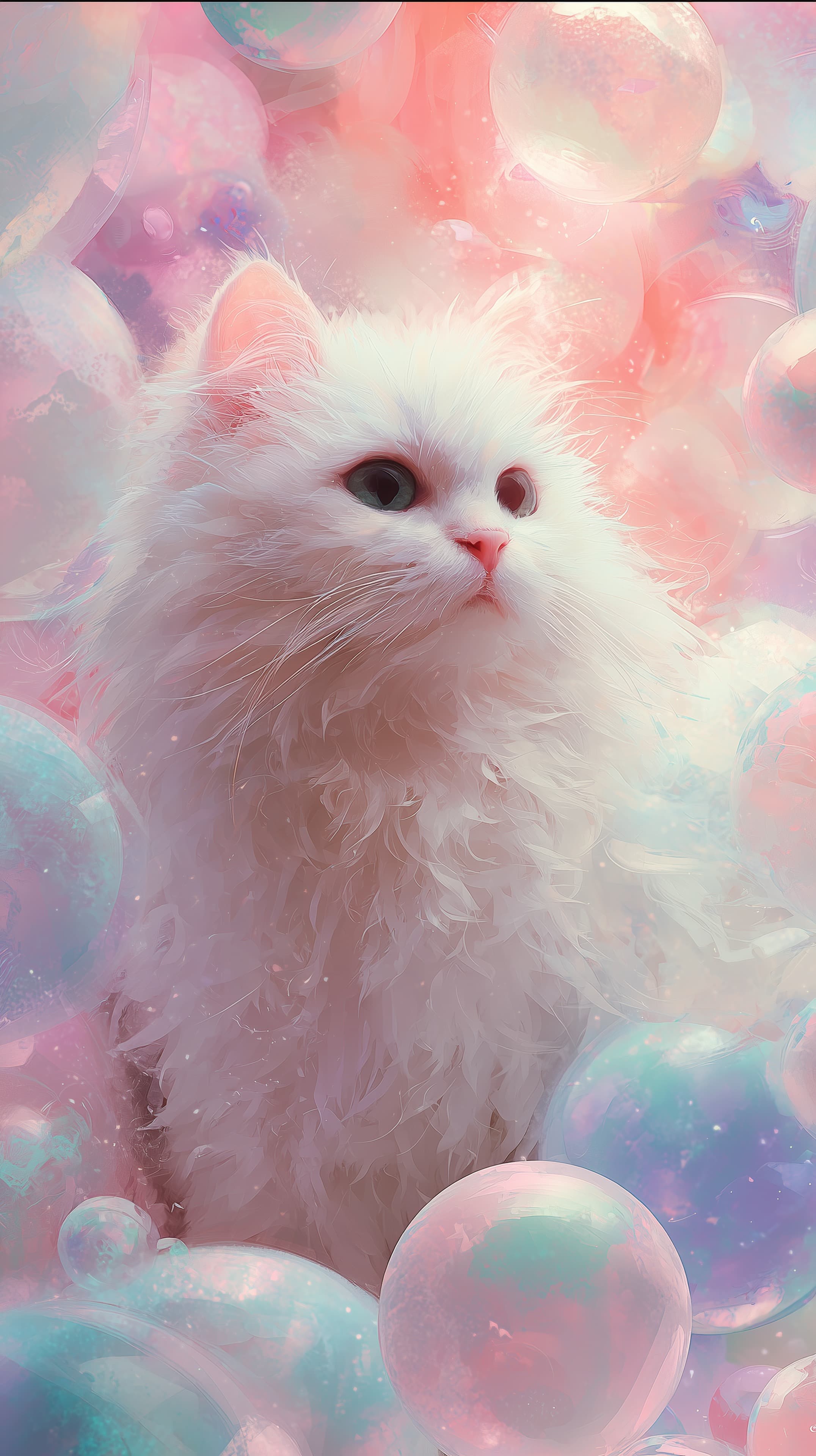 Pastel Dream Cat in Bubble Burst Dreamscape wallpaper for desktop - High Resolution bubble-art Wallpaper for Mobile and Desktop