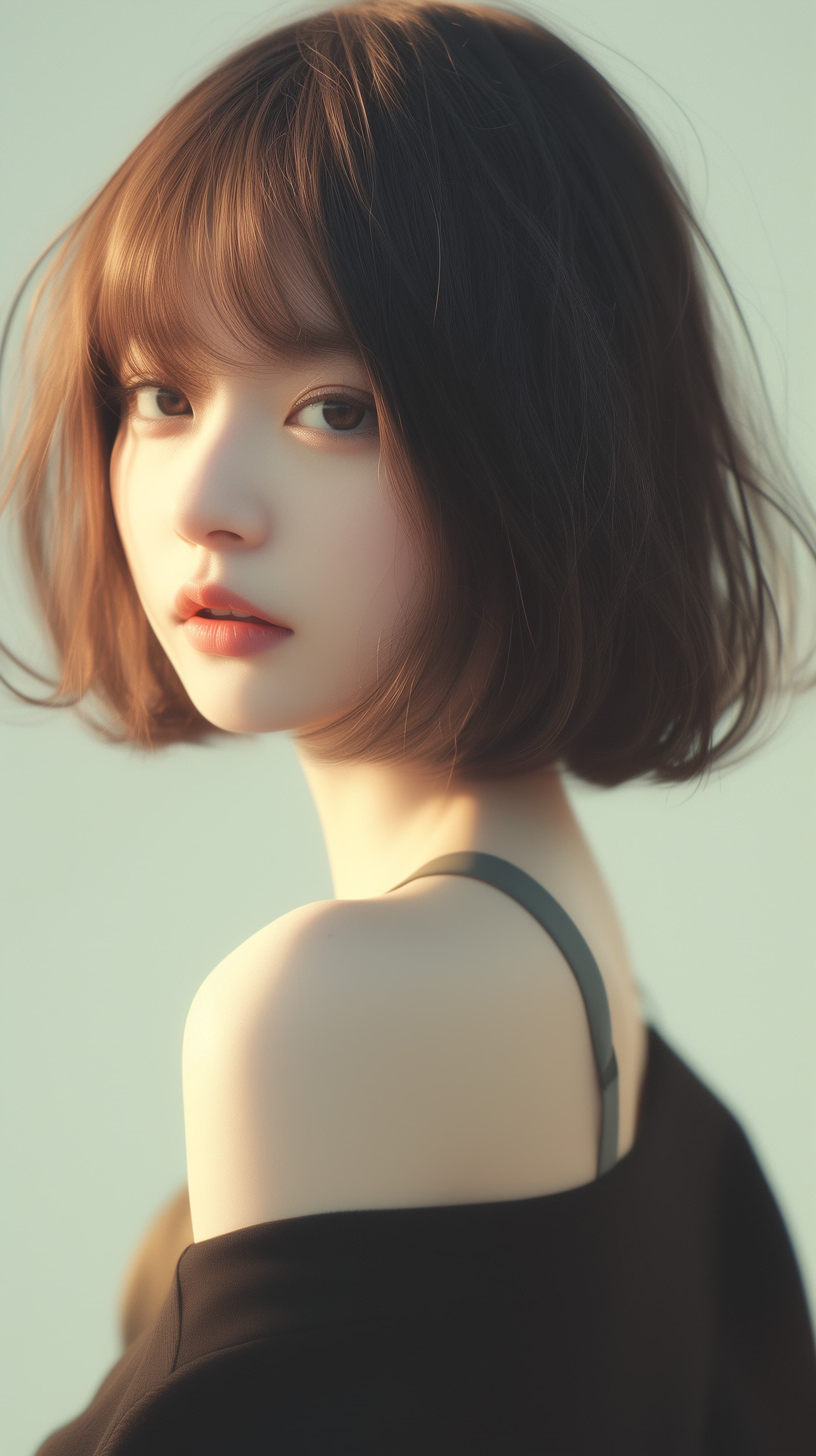 Dreamy Portrait of a Young Woman in Soft Studio Lighting - High Resolution bokeh Wallpaper for Mobile and Desktop