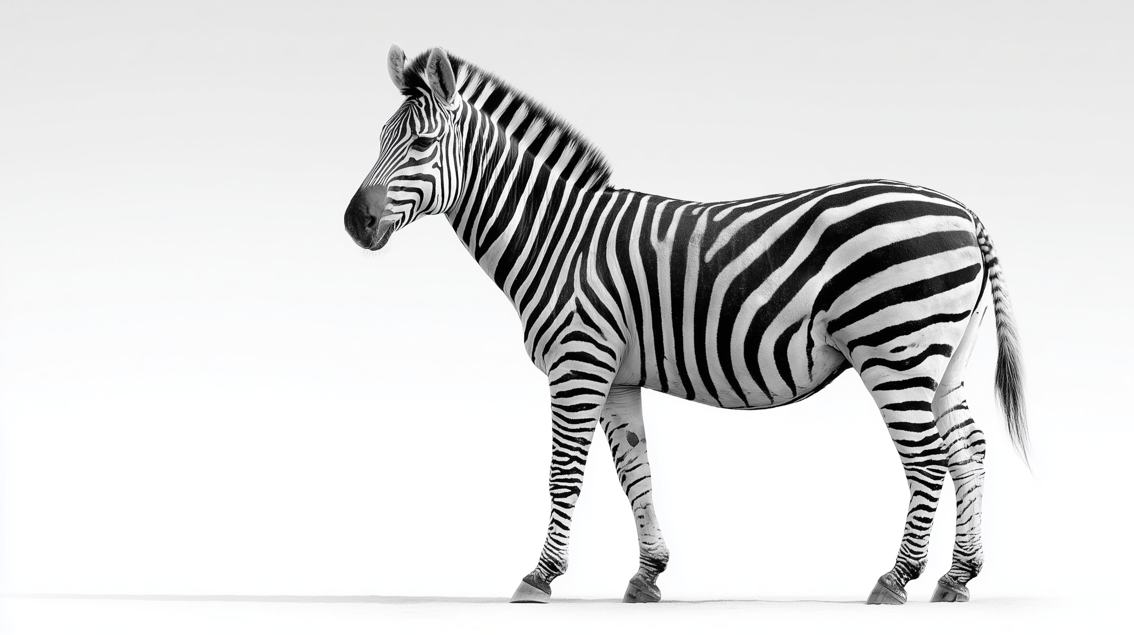 Monochrome Zebra in Graceful Silhouette - Desktop Wallpaper - High Resolution zebra Wallpaper for Mobile and Desktop