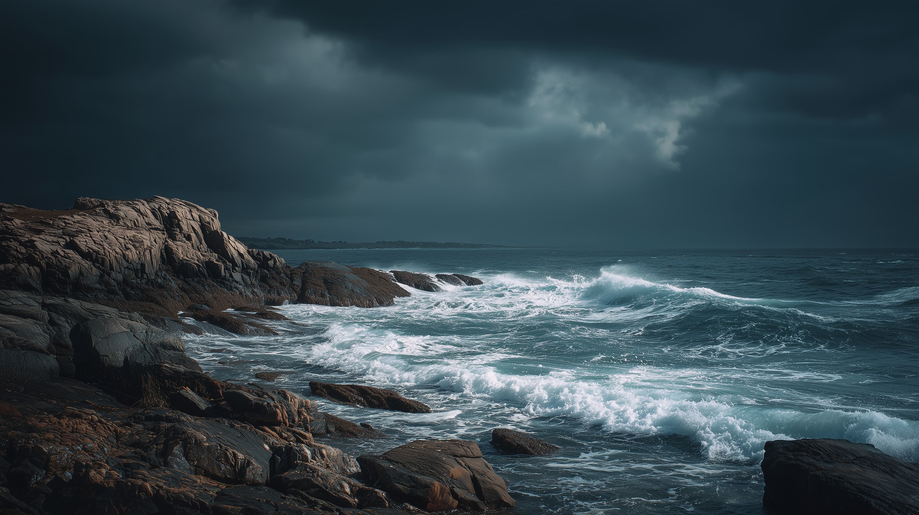 Stormy Coastal Rocks and Turbulent Seas Dramatic Wallpaper - High Resolution coastal-rocks Wallpaper for Mobile and Desktop
