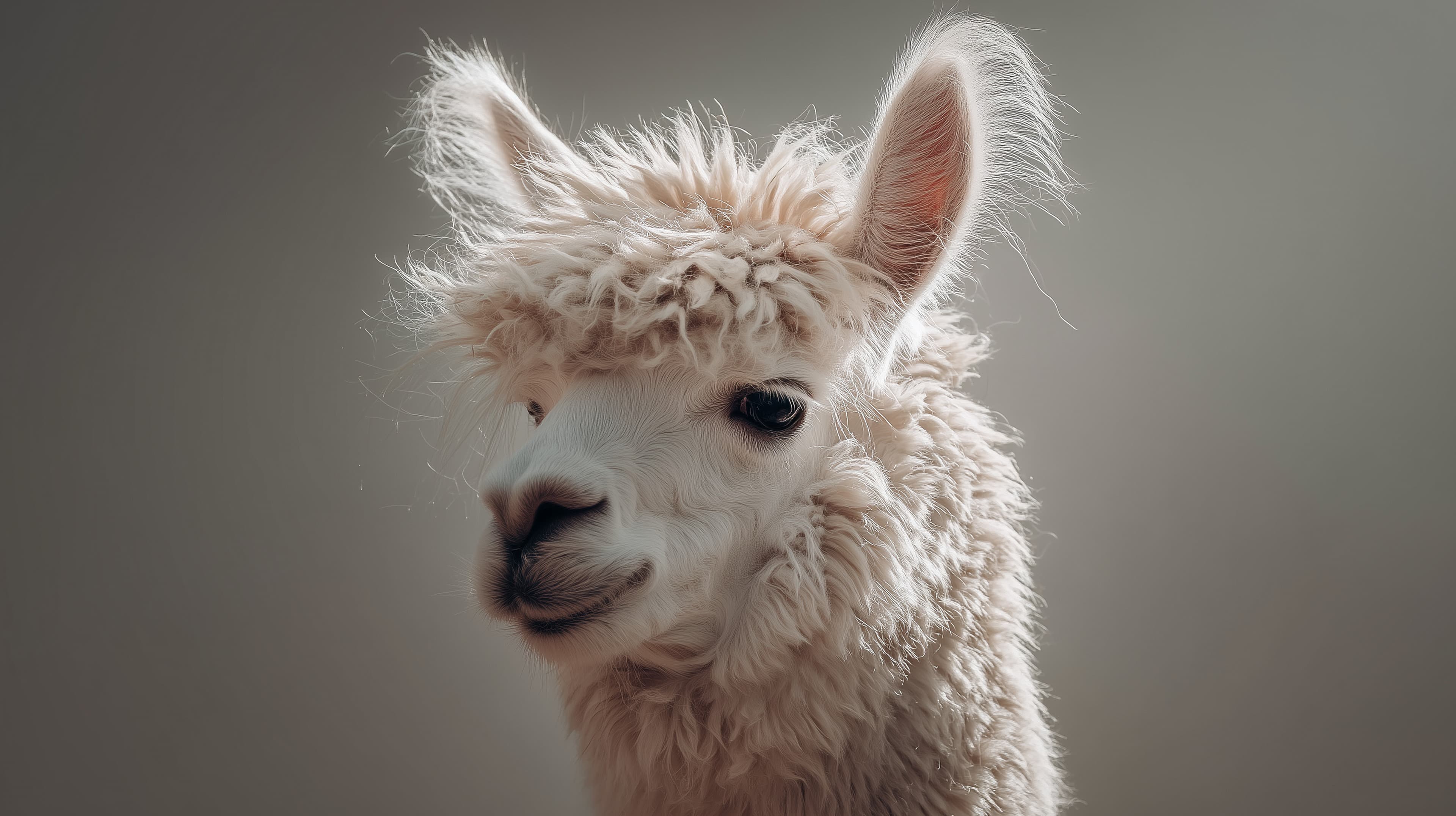 Soft Fluffy Alpaca Portrait - Cozy Animal Wallpaper - High Resolution alpaca Wallpaper for Mobile and Desktop