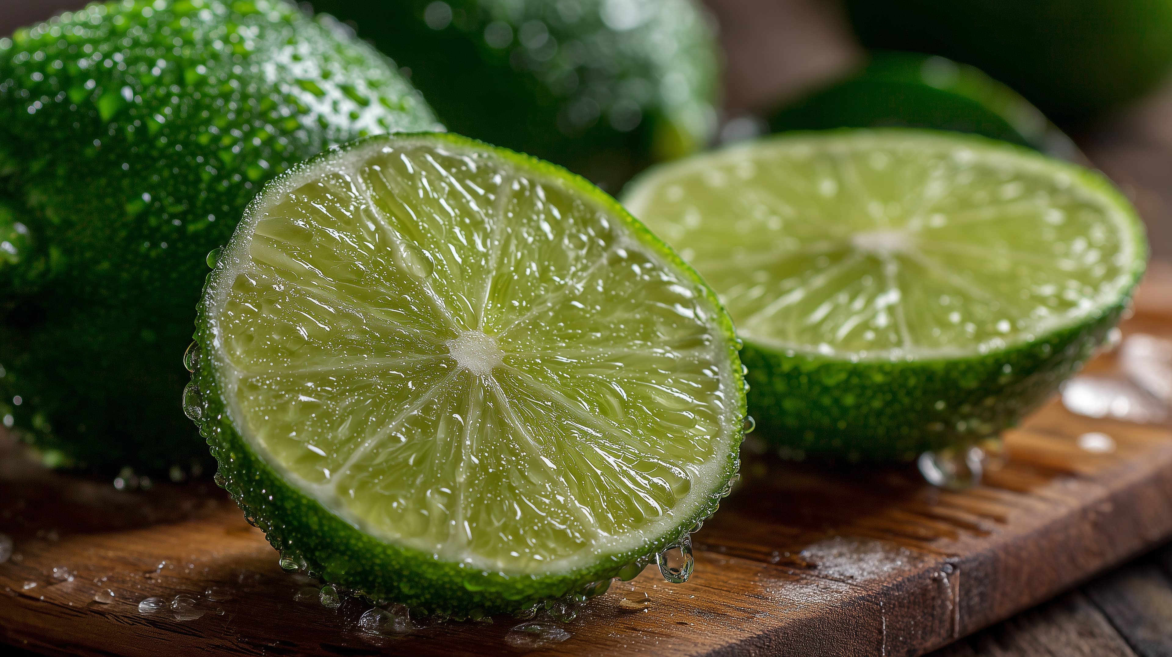 Bright Lime Halves on Wood Board - Fresh Citrus Wallpaper - High Resolution lime-halves Wallpaper for Mobile and Desktop