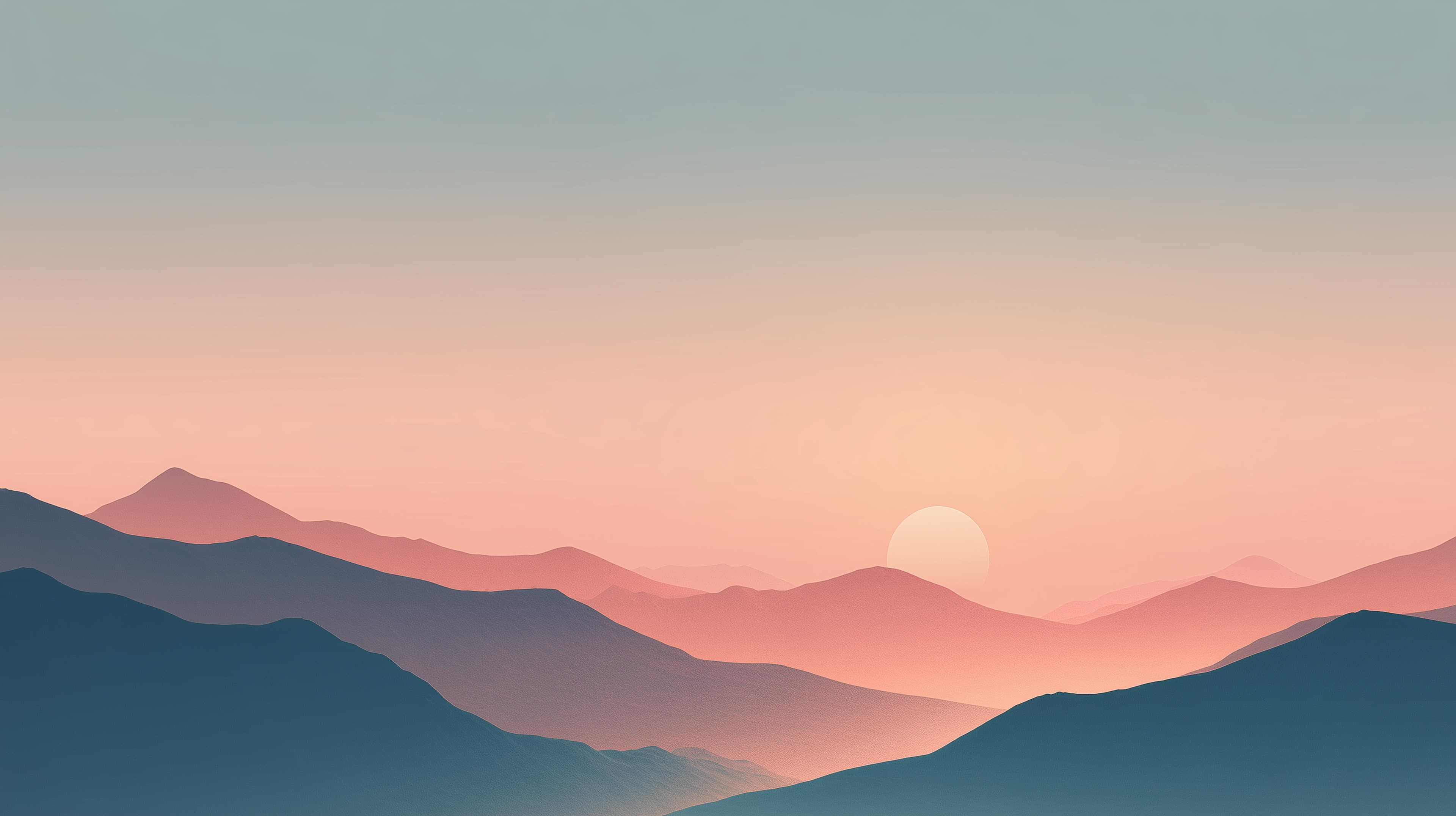 Pastel Mountain Sunset Wallpaper with Soft Blue Hues - High Resolution calm-background Wallpaper for Mobile and Desktop