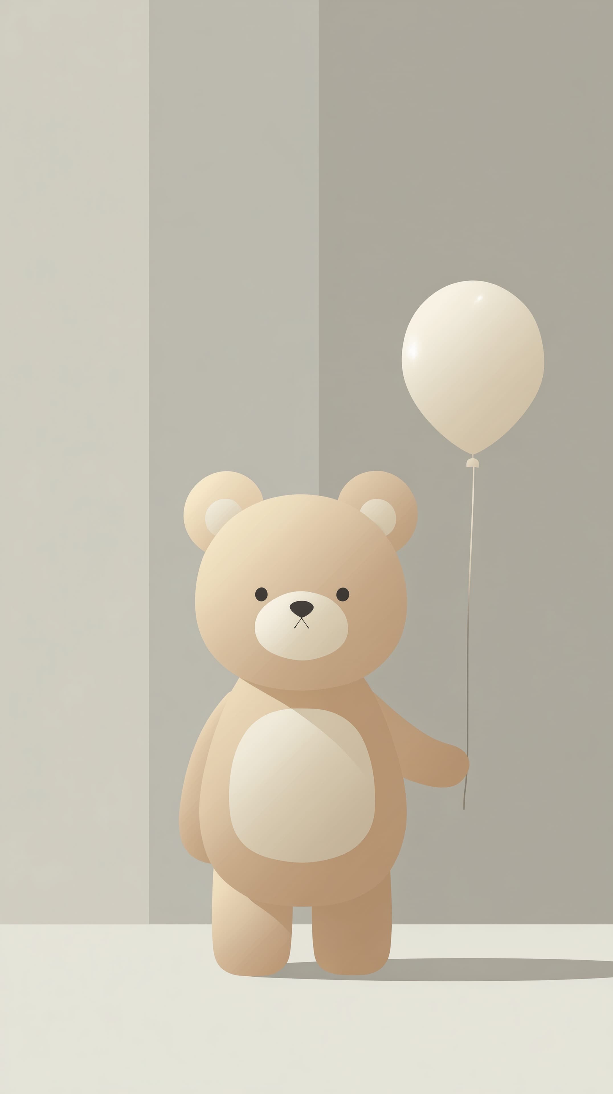 Pastel Teddy Bear with Balloon: Soft Minimalist Wallpaper - High Resolution balloon Wallpaper for Mobile and Desktop