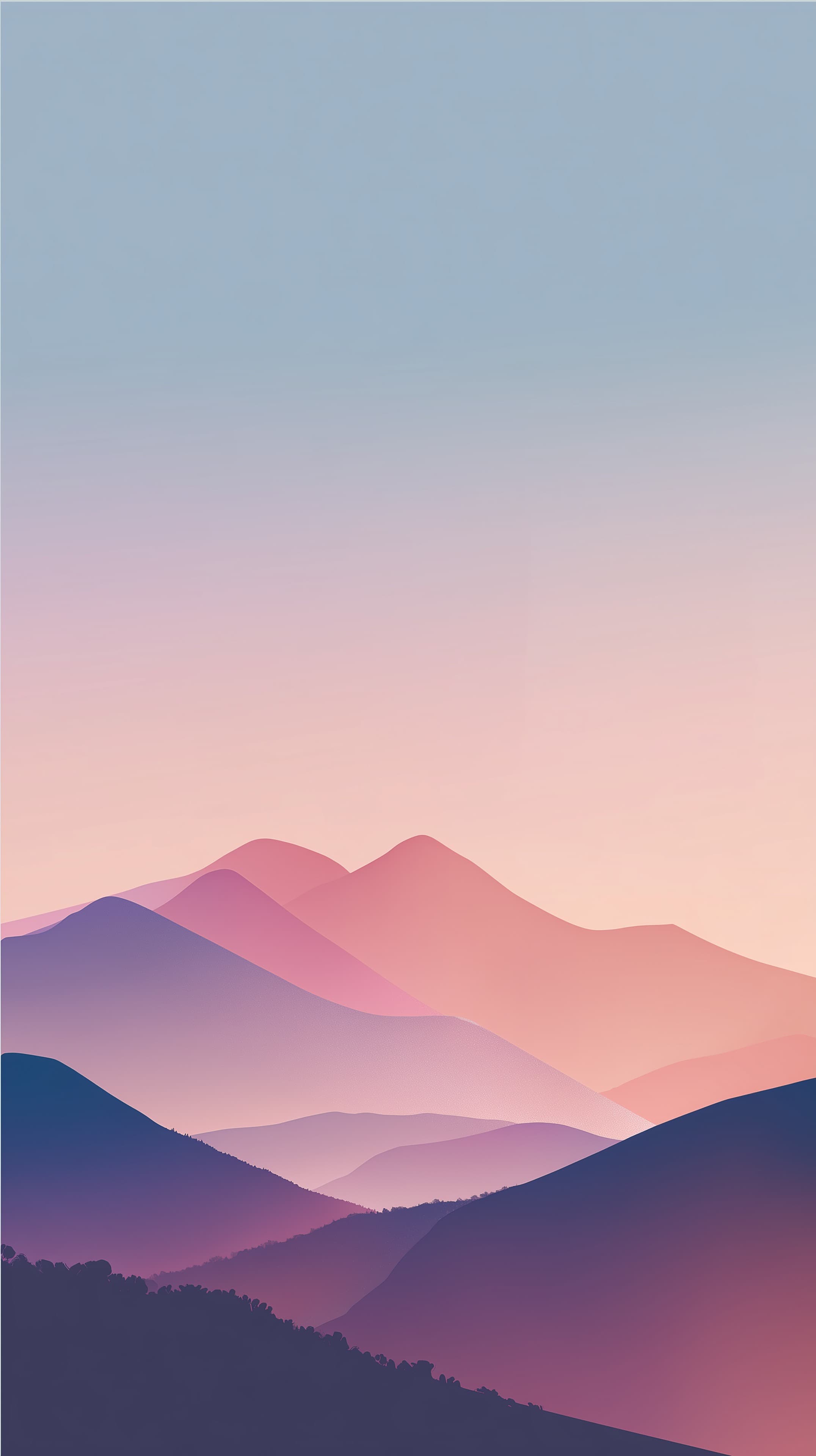 Pastel Mountain Landscape Wallpaper with Soft Gradient Hills - High Resolution desktop-wallpaper Wallpaper for Mobile and Desktop