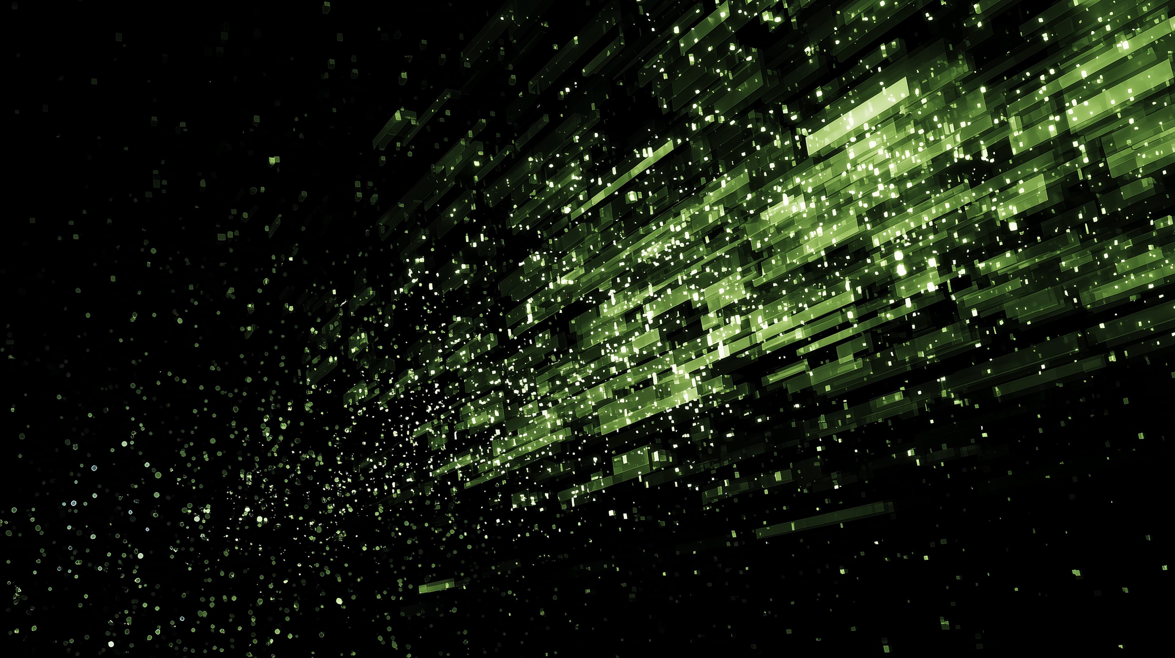 Emerald Pixel Stream: Abstract Digital Light Wallpaper - High Resolution abstract Wallpaper for Mobile and Desktop