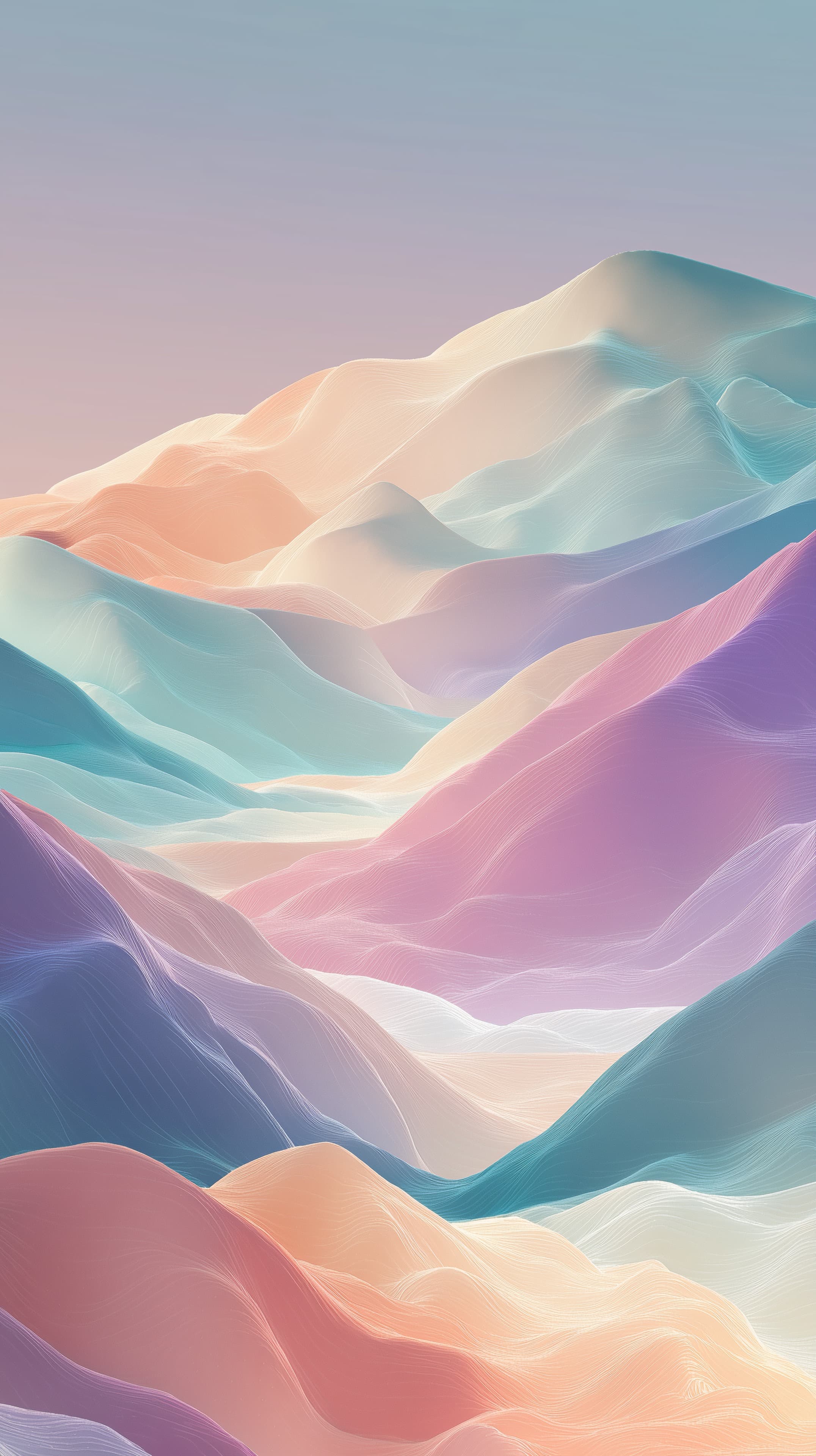 Pastel Mountain Dreamscape - Abstract Colorful Horizon Wallpaper - High Resolution abstract Wallpaper for Mobile and Desktop