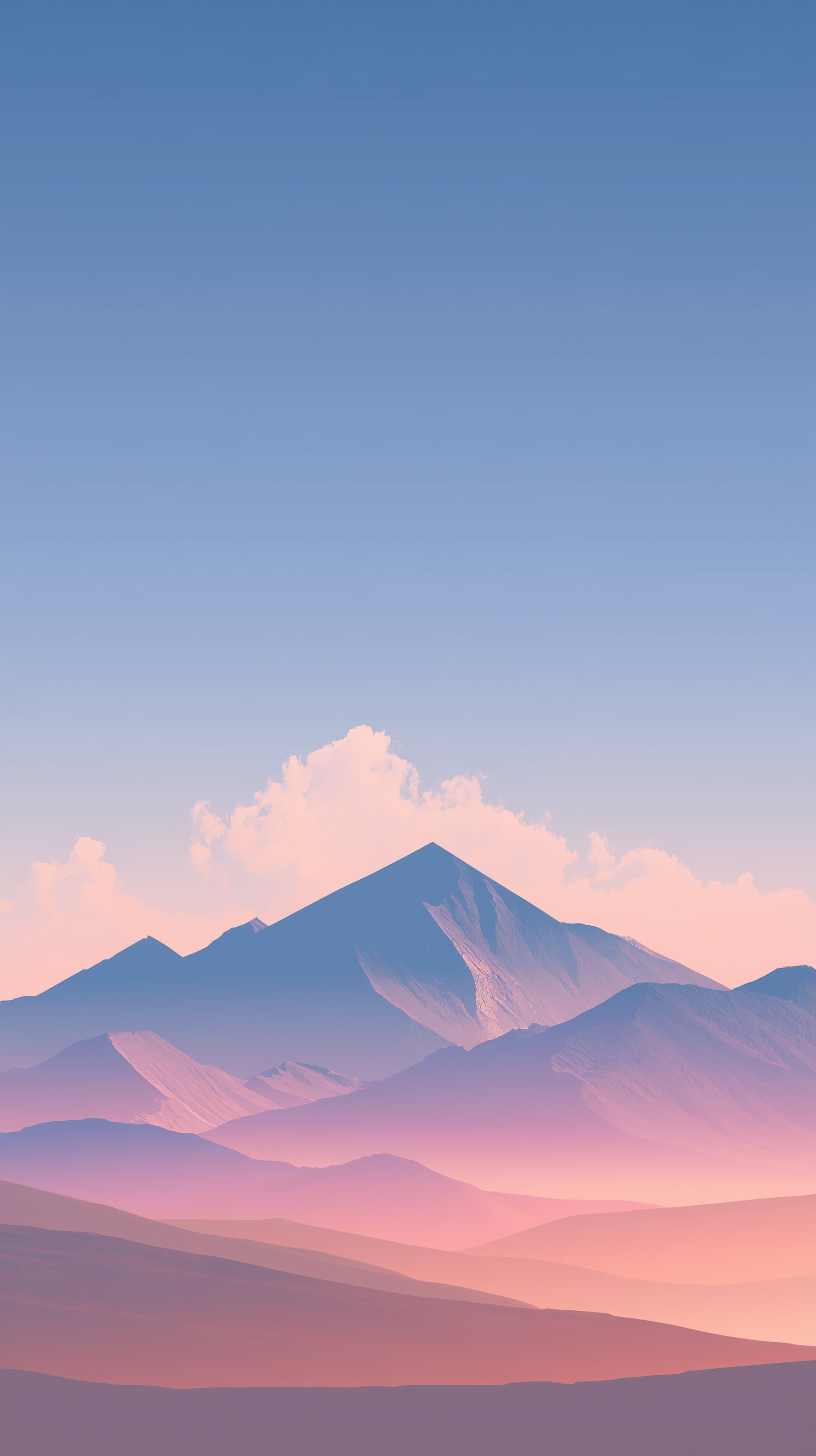 Pastel Mountain Sunrise Landscape Digital Wallpaper - High Resolution calm-background Wallpaper for Mobile and Desktop