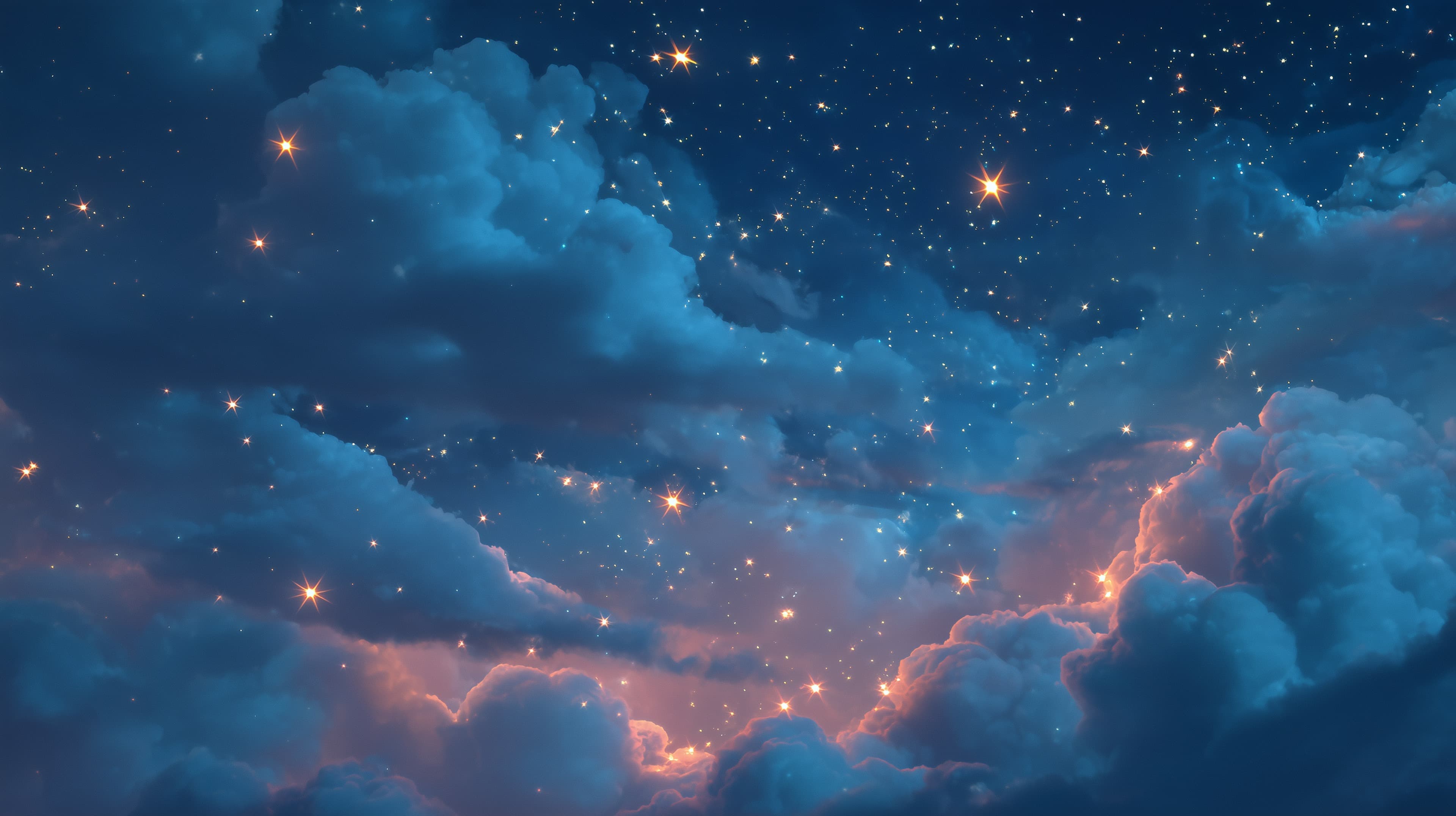 Dreamy Night Sky with Stars and Cloudy Nebula Wallpaper - High Resolution atmospheric-art Wallpaper for Mobile and Desktop