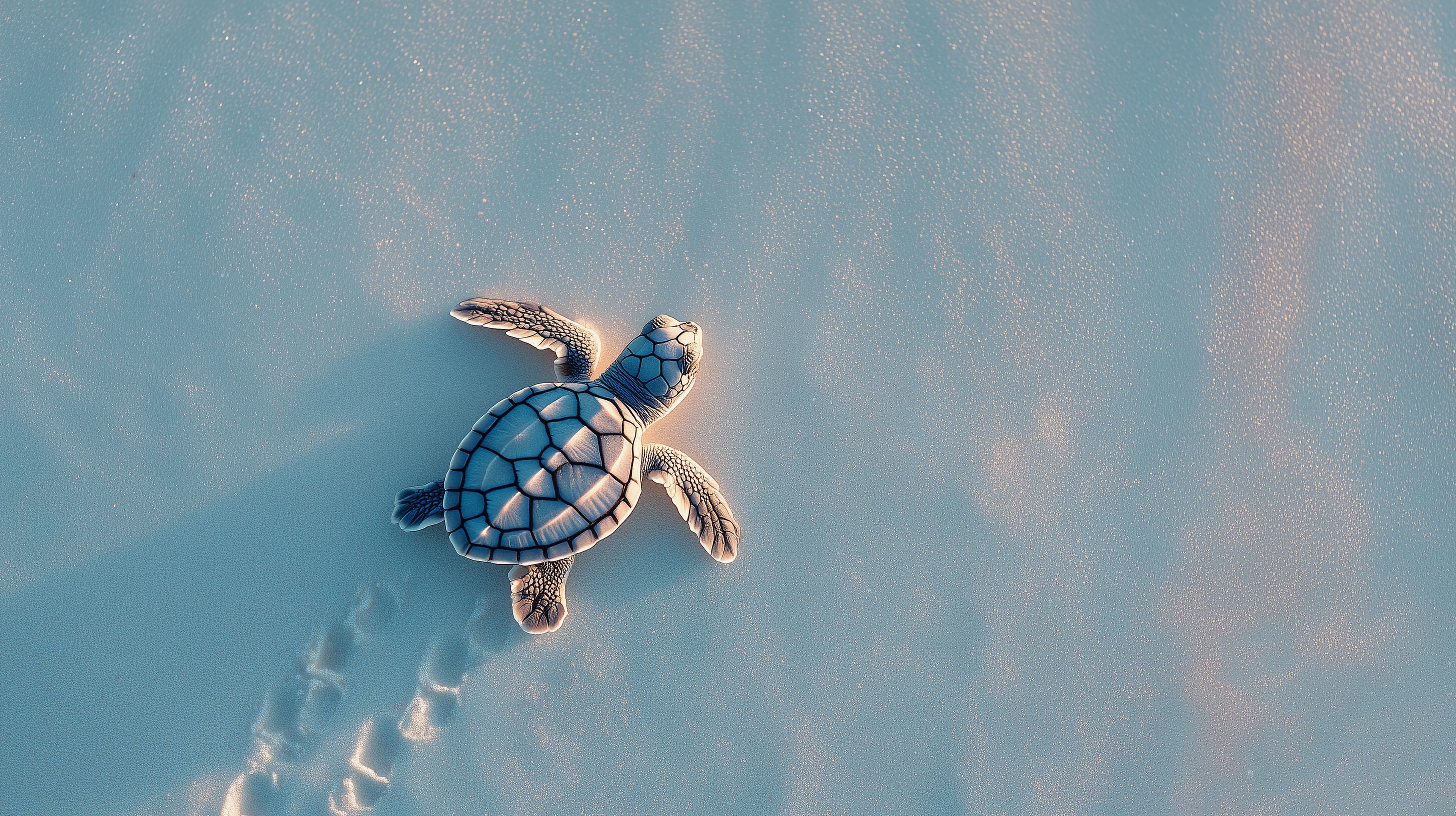 Calm Ocean Turtle Aerial Wallpaper with Soft Blue Tones - High Resolution sea-turtle Wallpaper for Mobile and Desktop