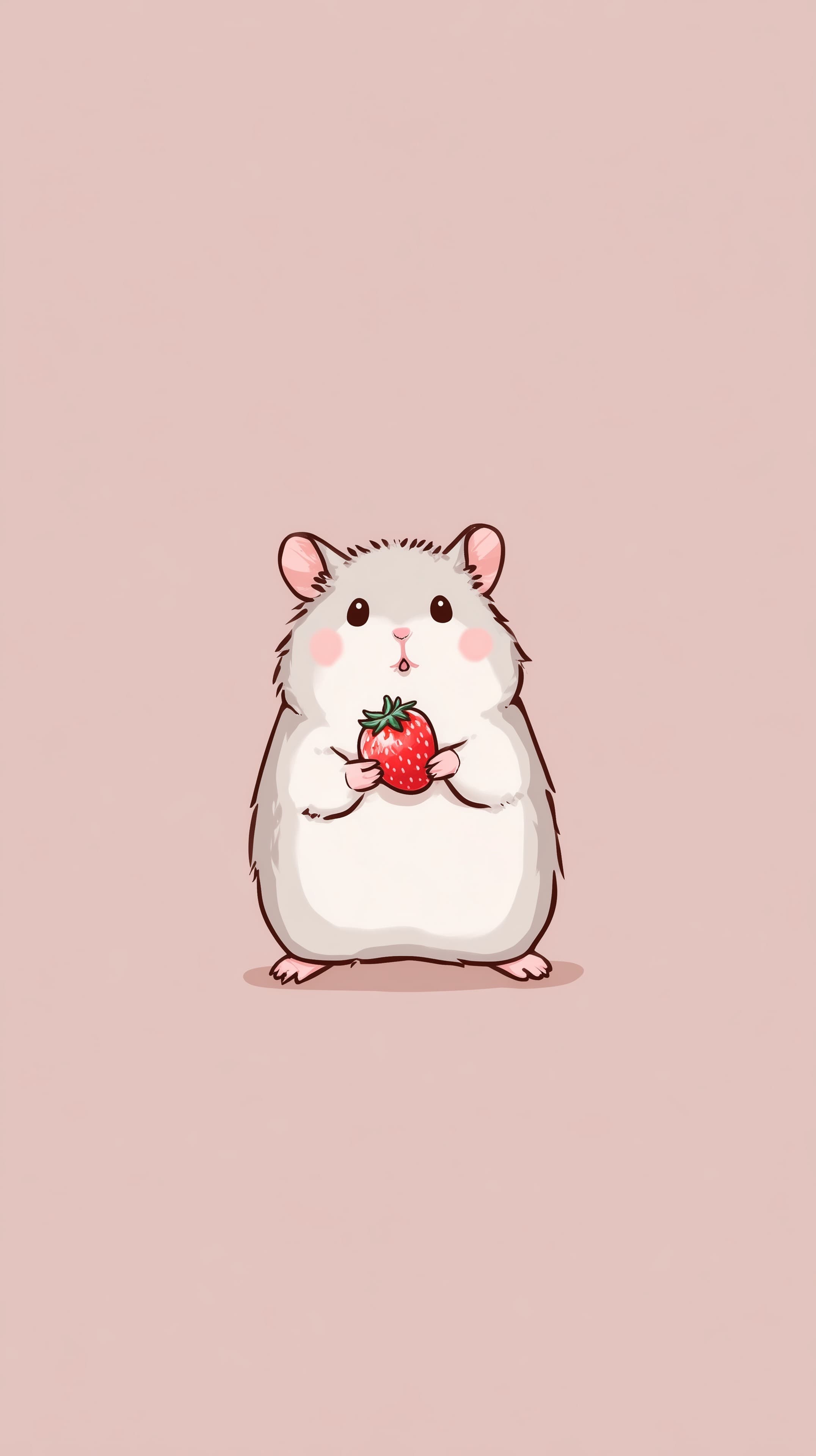 Adorable Hamster Holding Strawberry Cartoon Wallpaper for Desktop - High Resolution animal-character Wallpaper for Mobile and Desktop